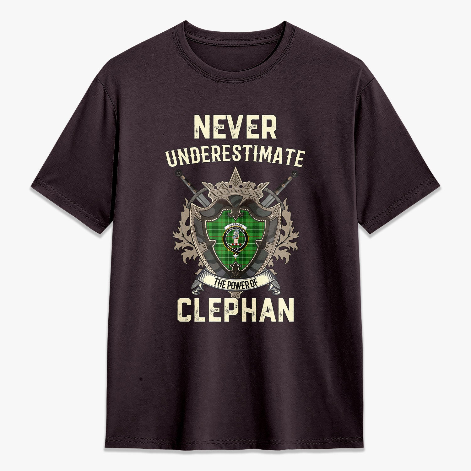 Clephan (or Clephane) Tartan Crest 2D T-shirt - Never Underestimate Style