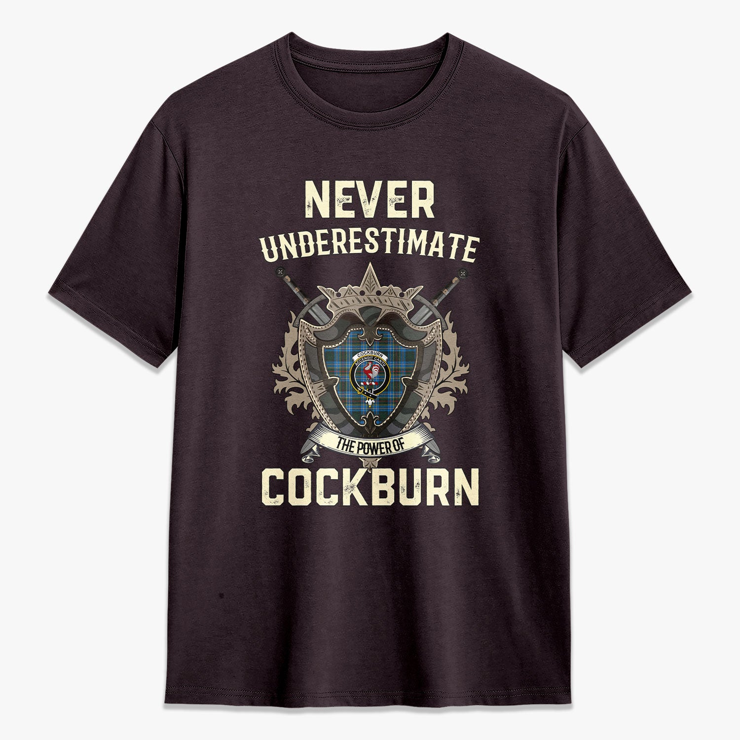 Cockburn Modern Tartan Crest 2D T-shirt - Never Underestimate Style
