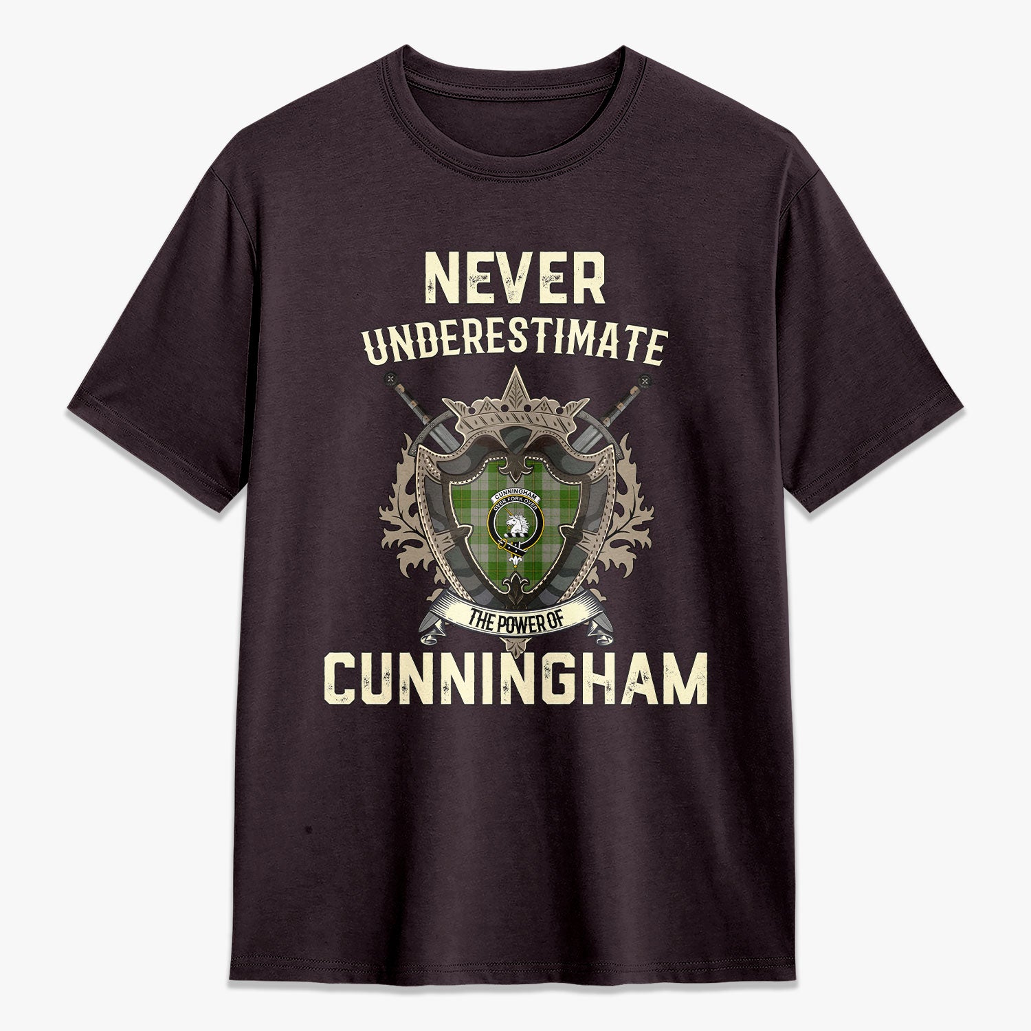 Cunningham Dress Green Dancers Tartan Crest 2D T-shirt - Never Underestimate Style