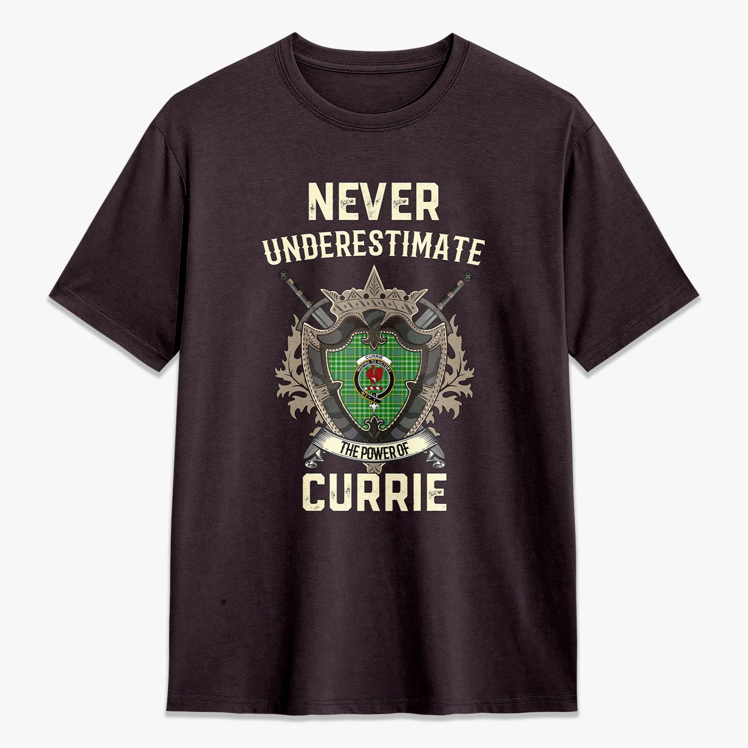 Currie Tartan Crest 2D T-shirt - Never Underestimate Style