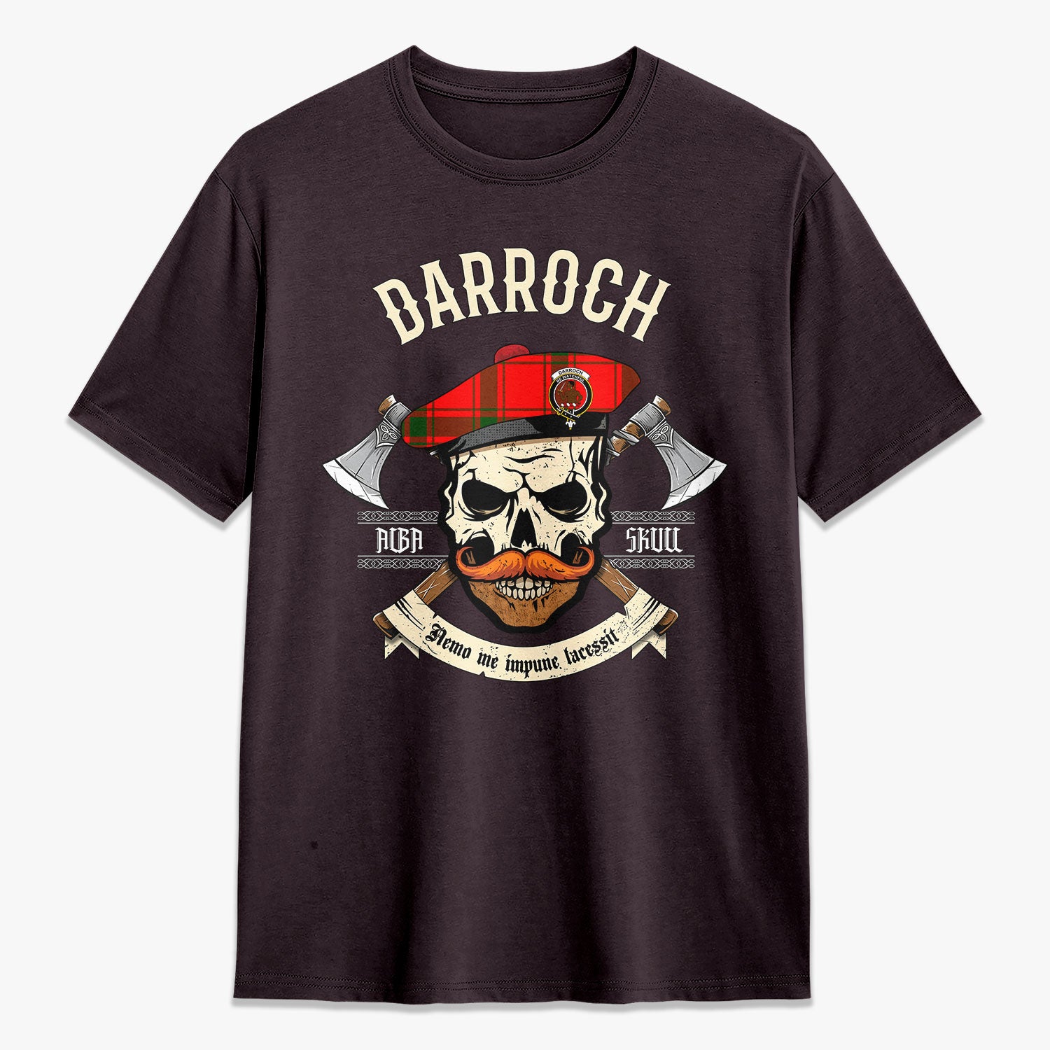Darroch (Gourock) Tartan Crest 2D T-shirt - Alba Skull Style