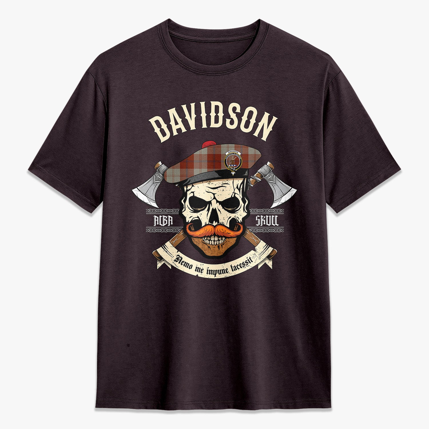 Davidson Dress Dancers Tartan Crest 2D T-shirt - Alba Skull Style