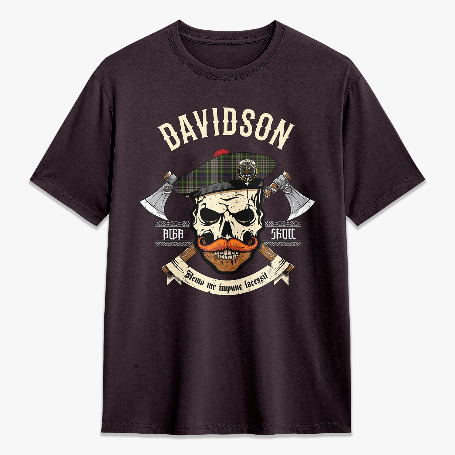 Davidson Tulloch Dress Tartan Crest 2D T-shirt - Alba Skull Style