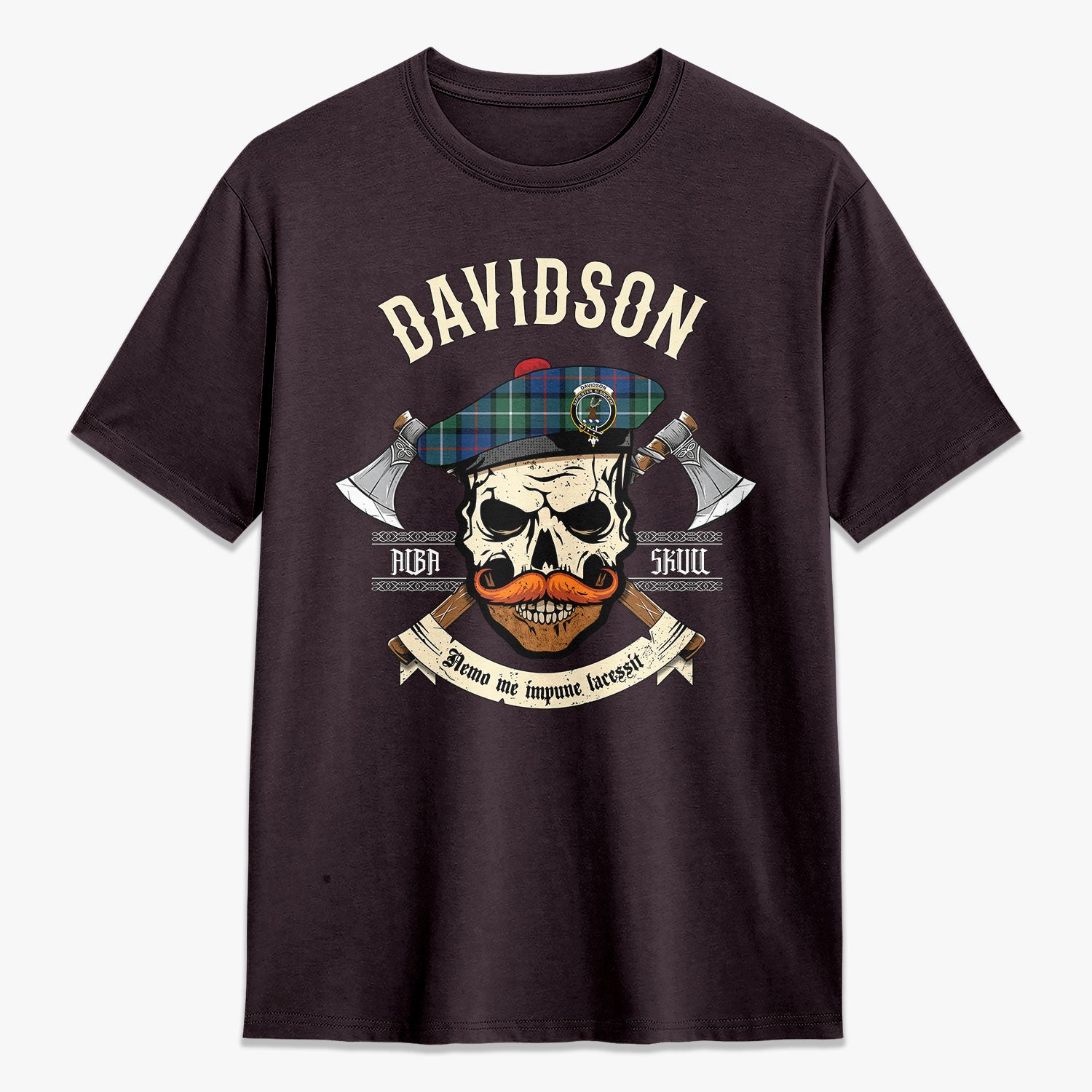 Davidson of Tulloch Tartan Crest 2D T-shirt - Alba Skull Style