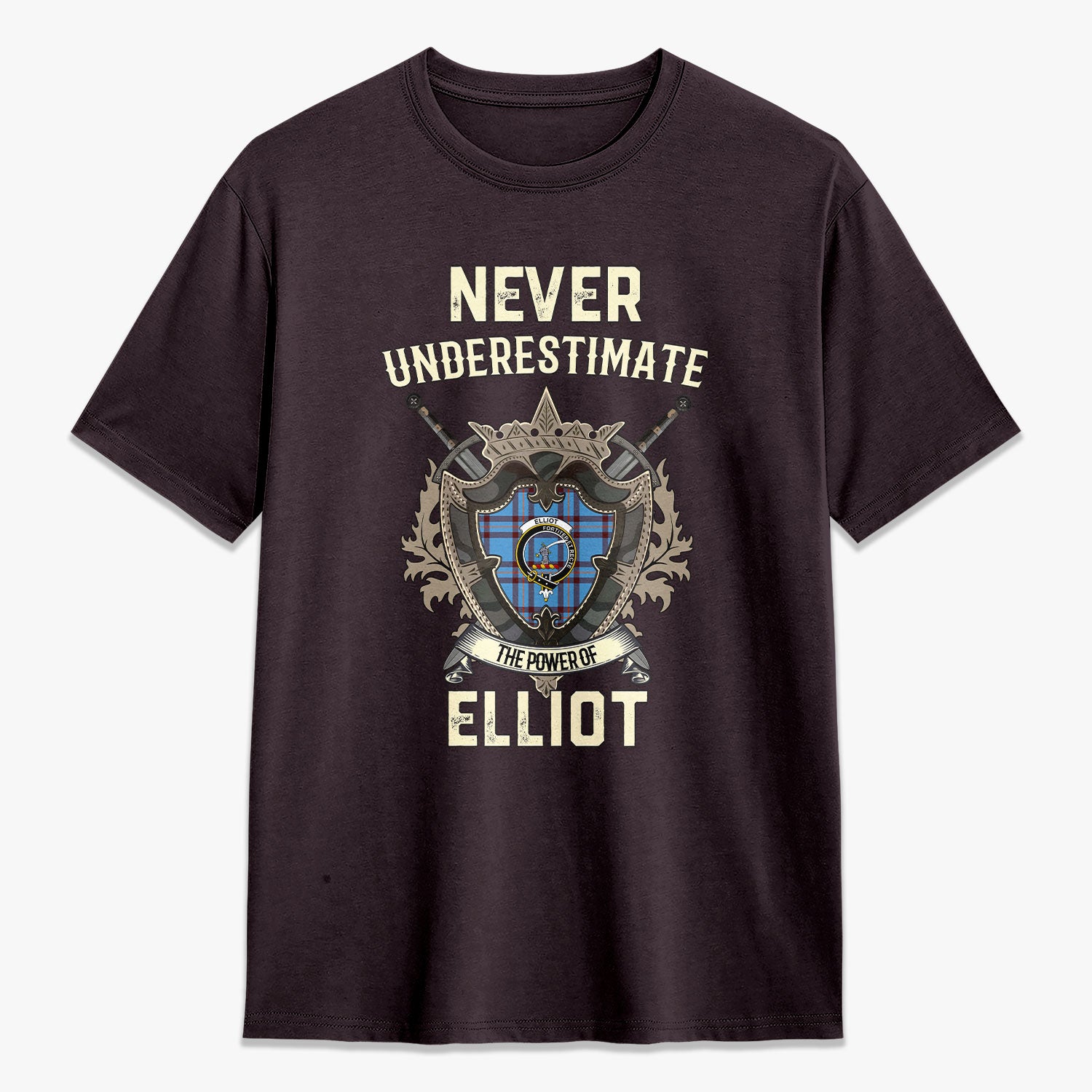 Elliot Ancient Tartan Crest 2D T-shirt - Never Underestimate Style