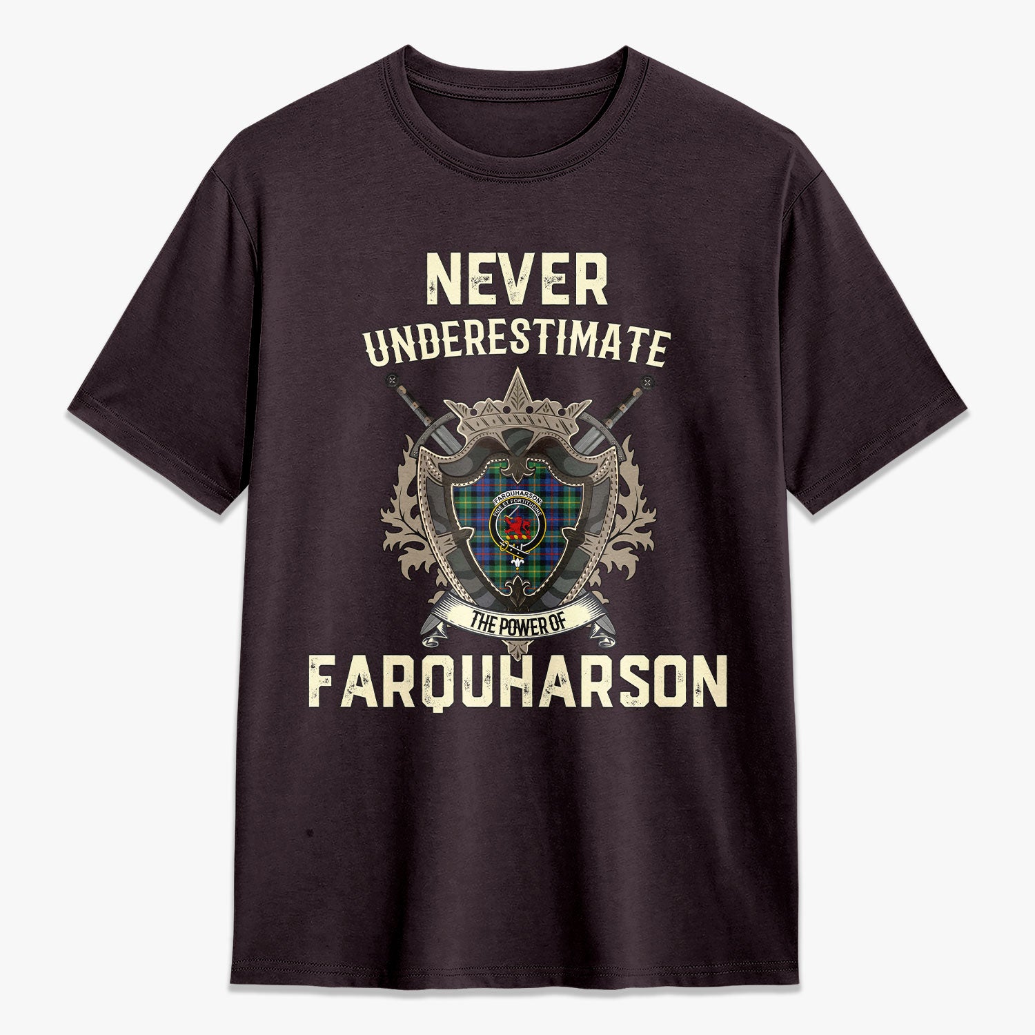 Farquharson Ancient Tartan Crest 2D T-shirt - Never Underestimate Style