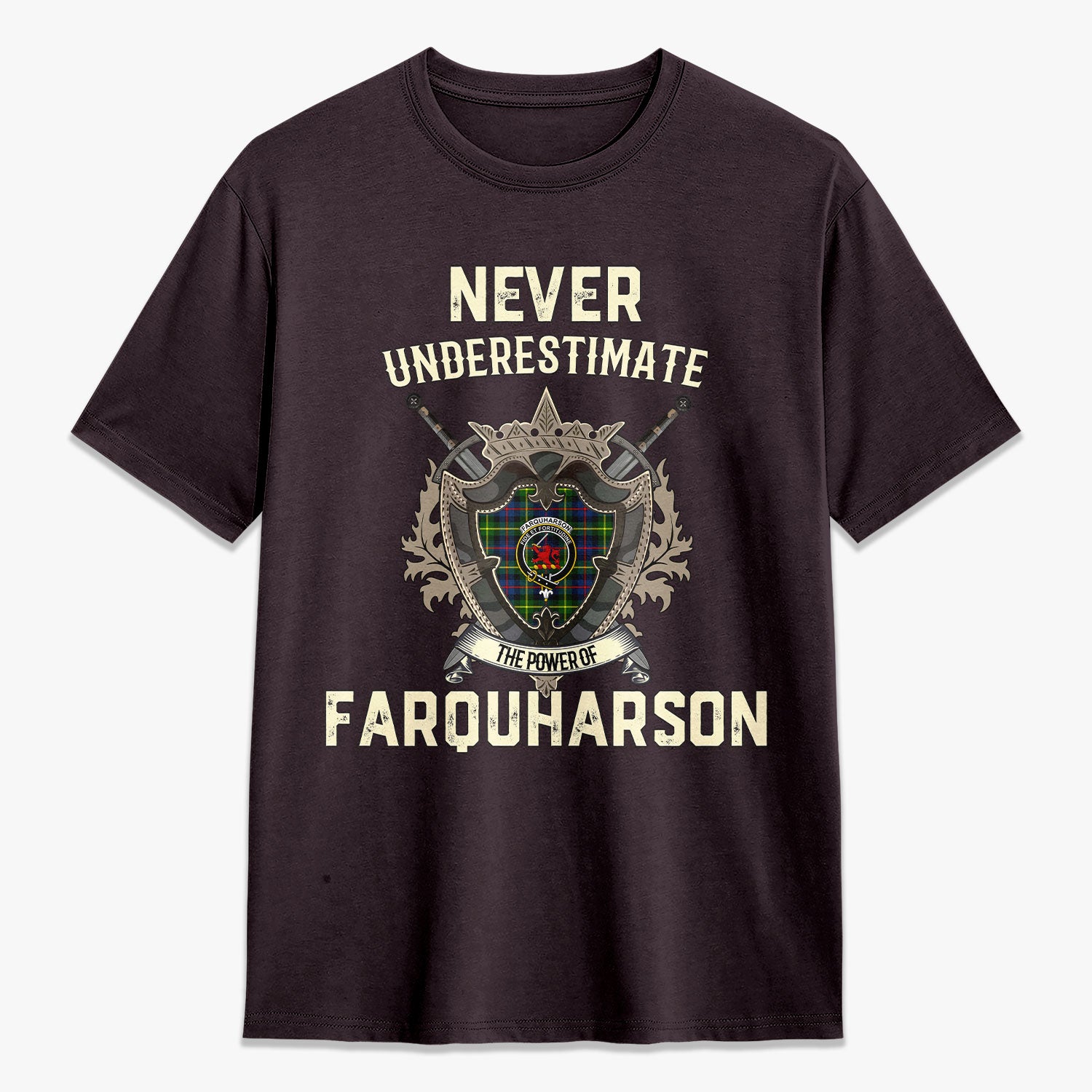 Farquharson Modern Tartan Crest 2D T-shirt - Never Underestimate Style