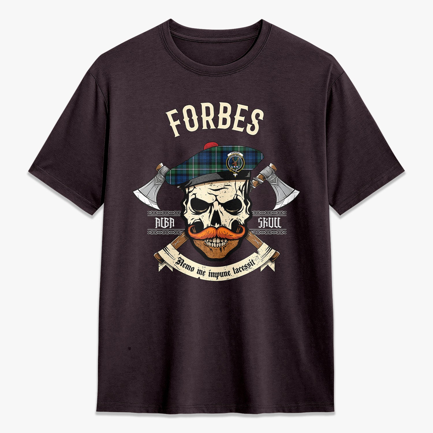 Forbes Ancient Tartan Crest 2D T-shirt - Alba Skull Style