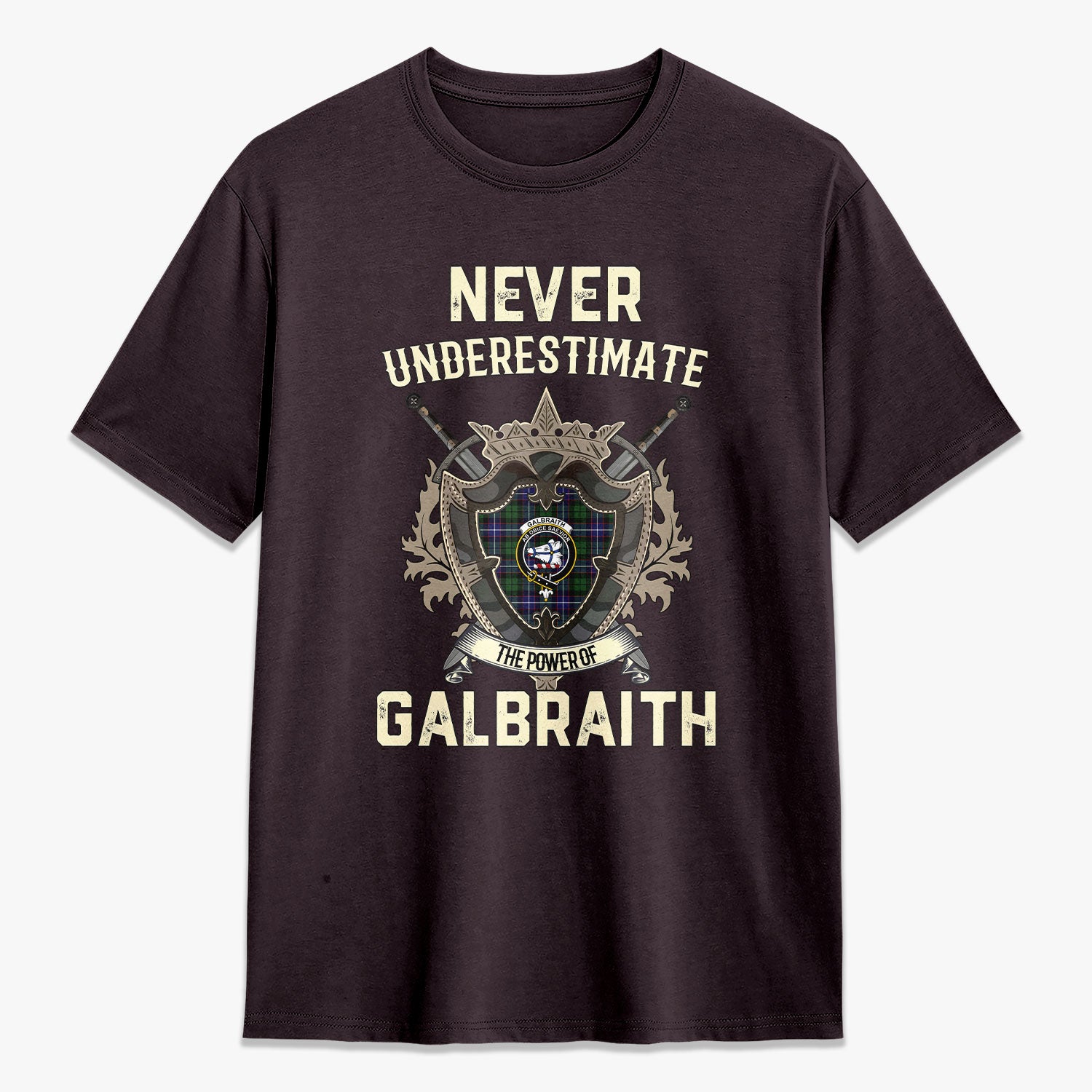 Galbraith Modern Tartan Crest 2D T-shirt - Never Underestimate Style