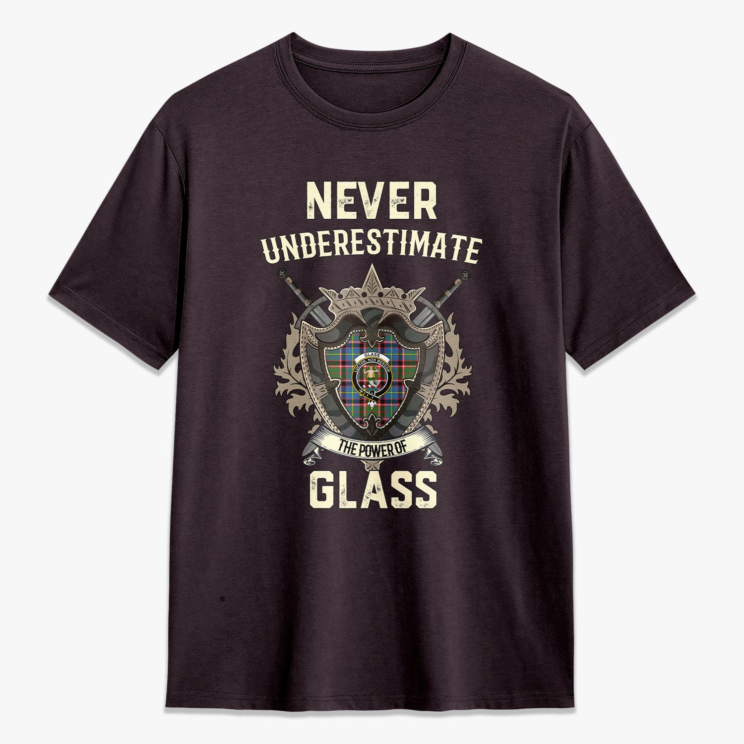 Glass Tartan Crest 2D T-shirt - Never Underestimate Style