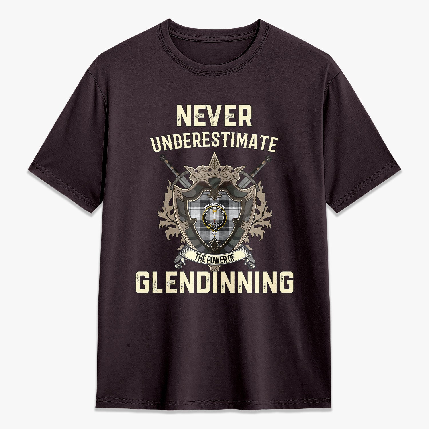 Glendinning Tartan Crest 2D T-shirt - Never Underestimate Style