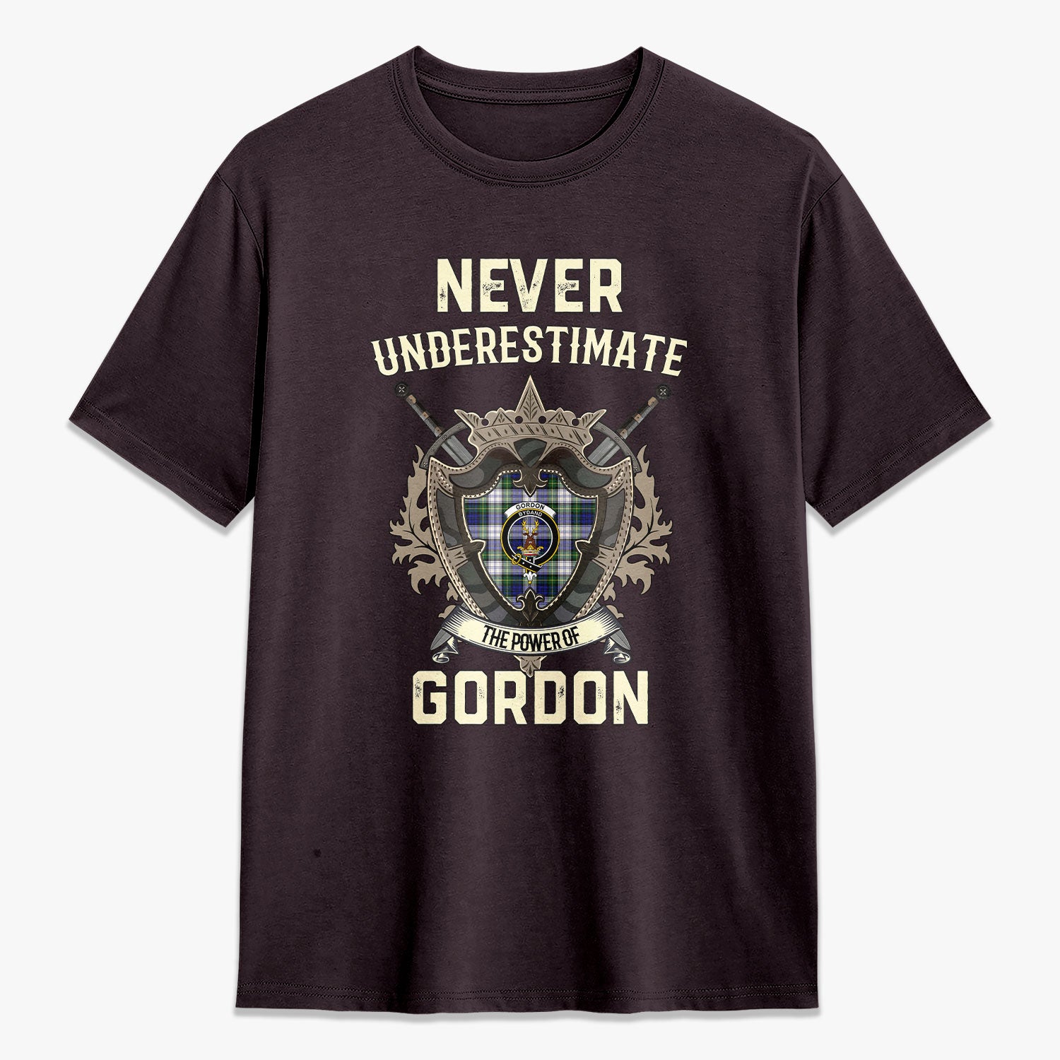 Gordon Dress Modern Tartan Crest 2D T-shirt - Never Underestimate Style