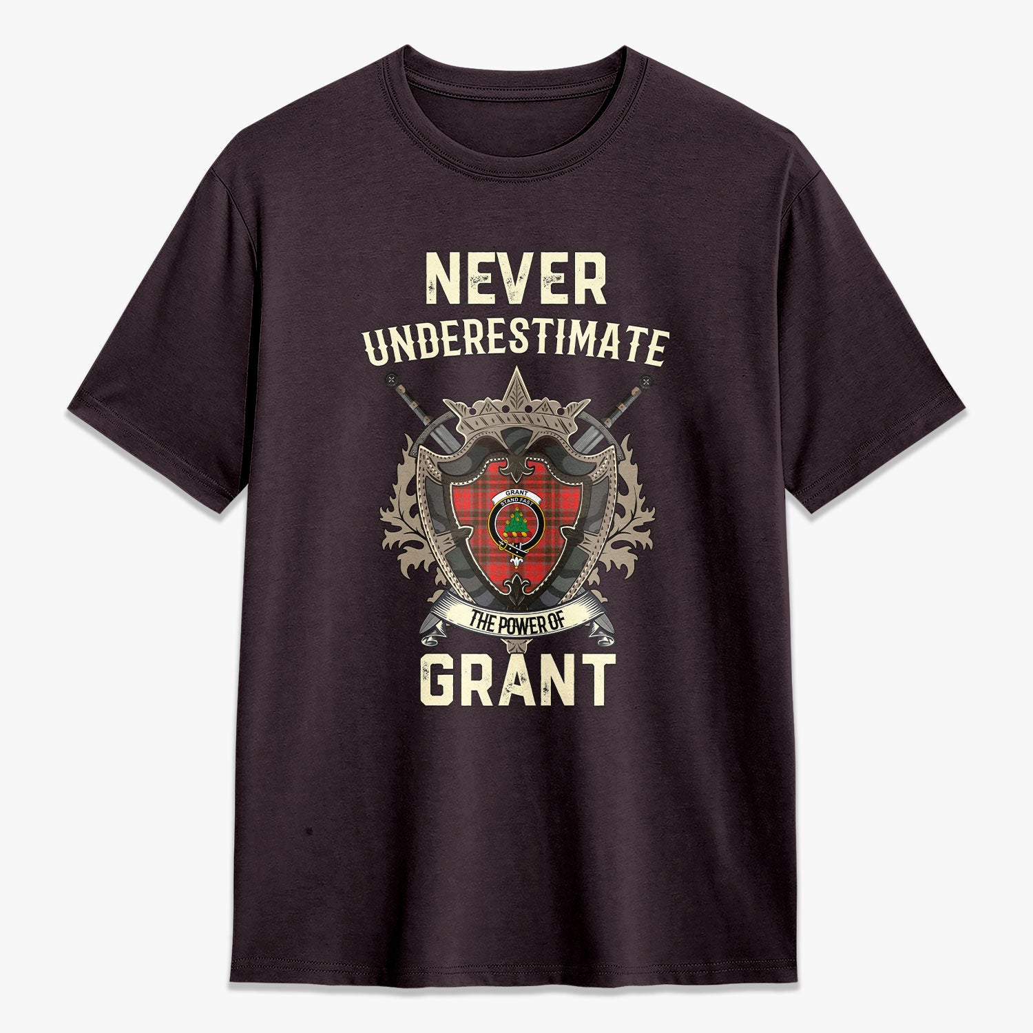Grant Weathered  Tartan Crest 2D T-shirt - Never Underestimate Style