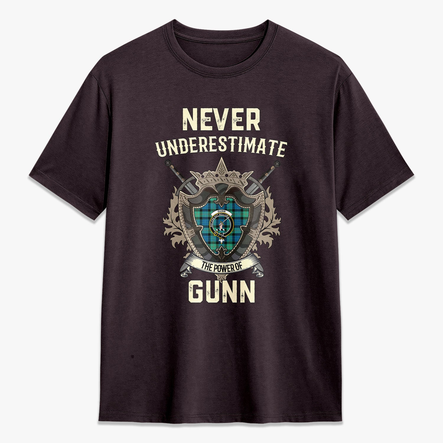 Gunn Ancient Tartan Crest 2D T-shirt - Never Underestimate Style