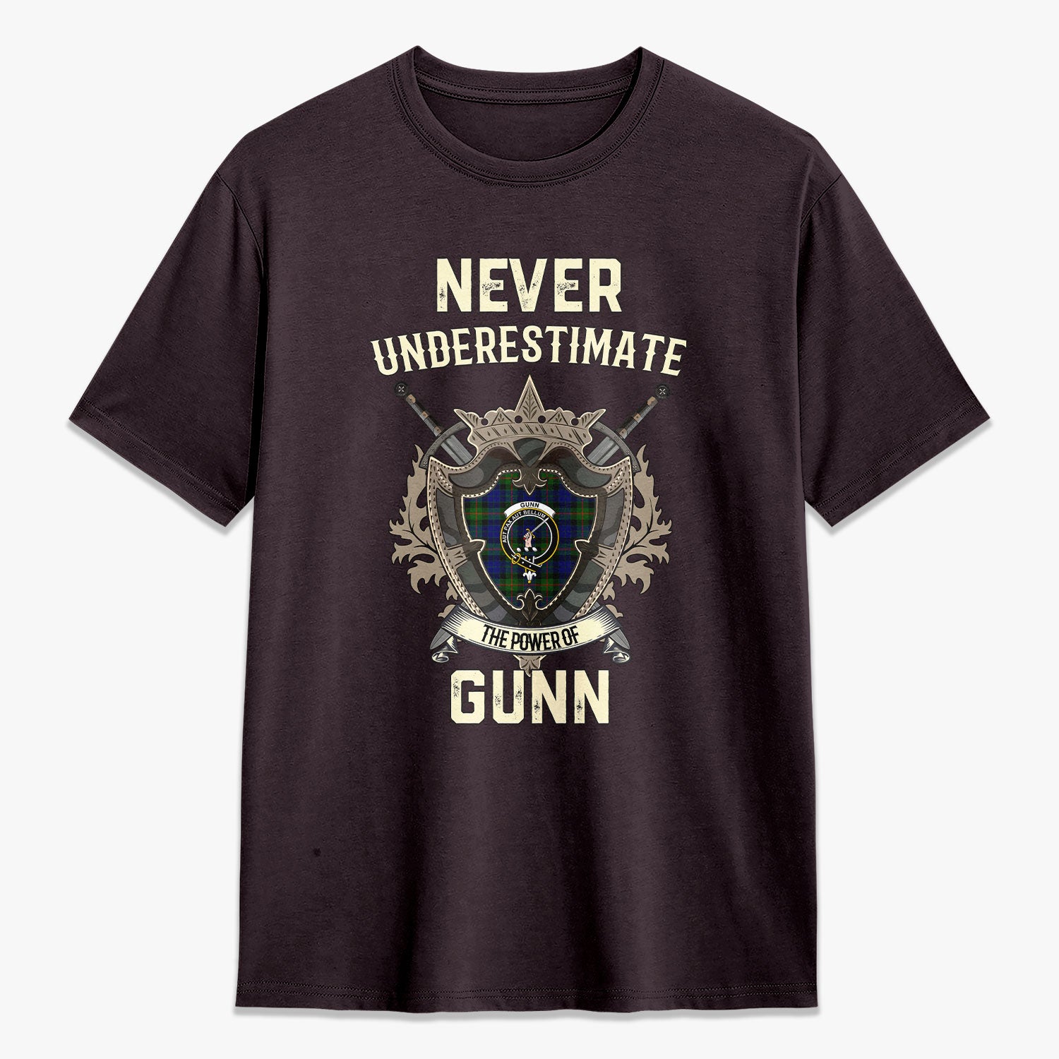 Gunn Modern Tartan Crest 2D T-shirt - Never Underestimate Style