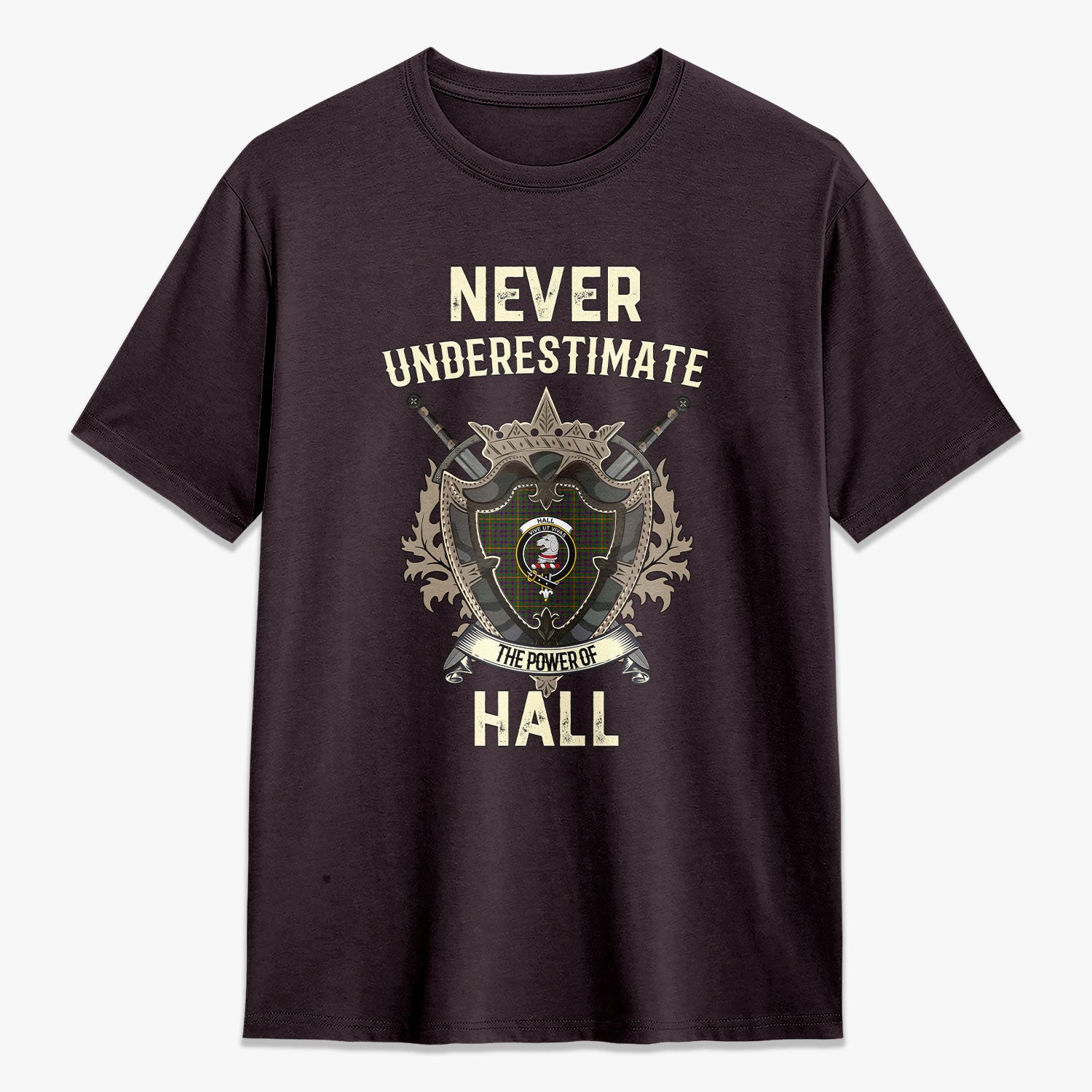 Hall Tartan Crest 2D T-shirt - Never Underestimate Style