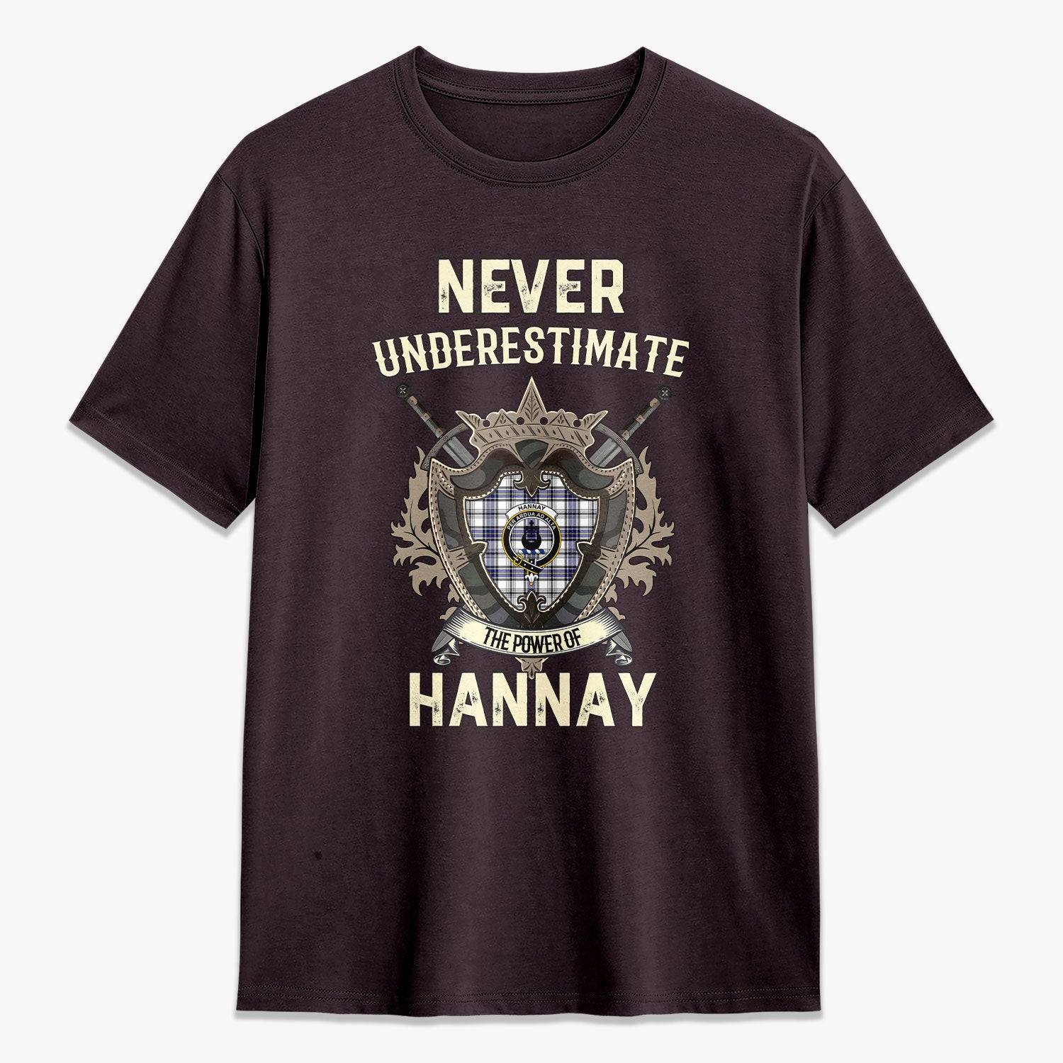 Hannay Modern Tartan Crest 2D T-shirt - Never Underestimate Style