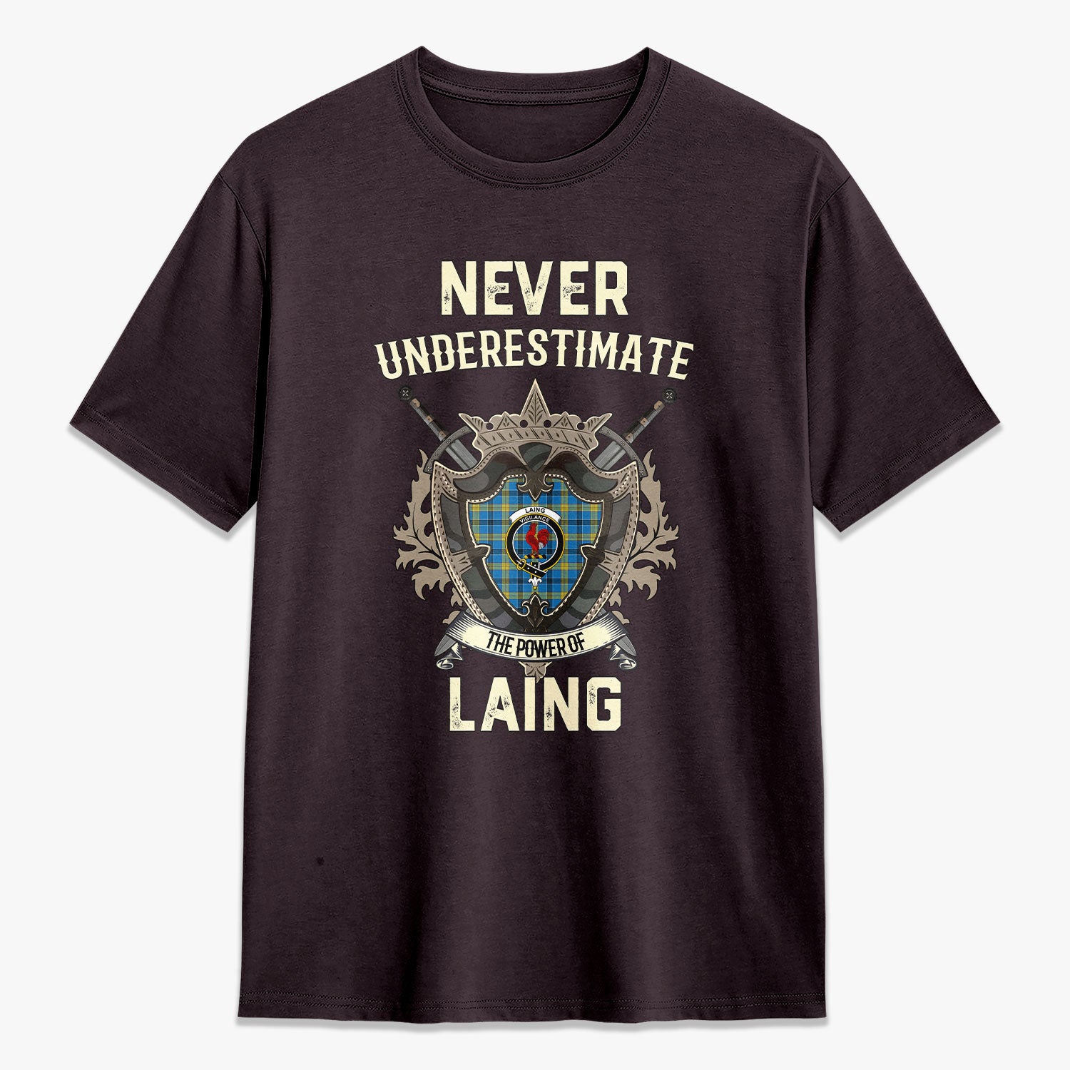 Laing Tartan Crest 2D T-shirt - Never Underestimate Style