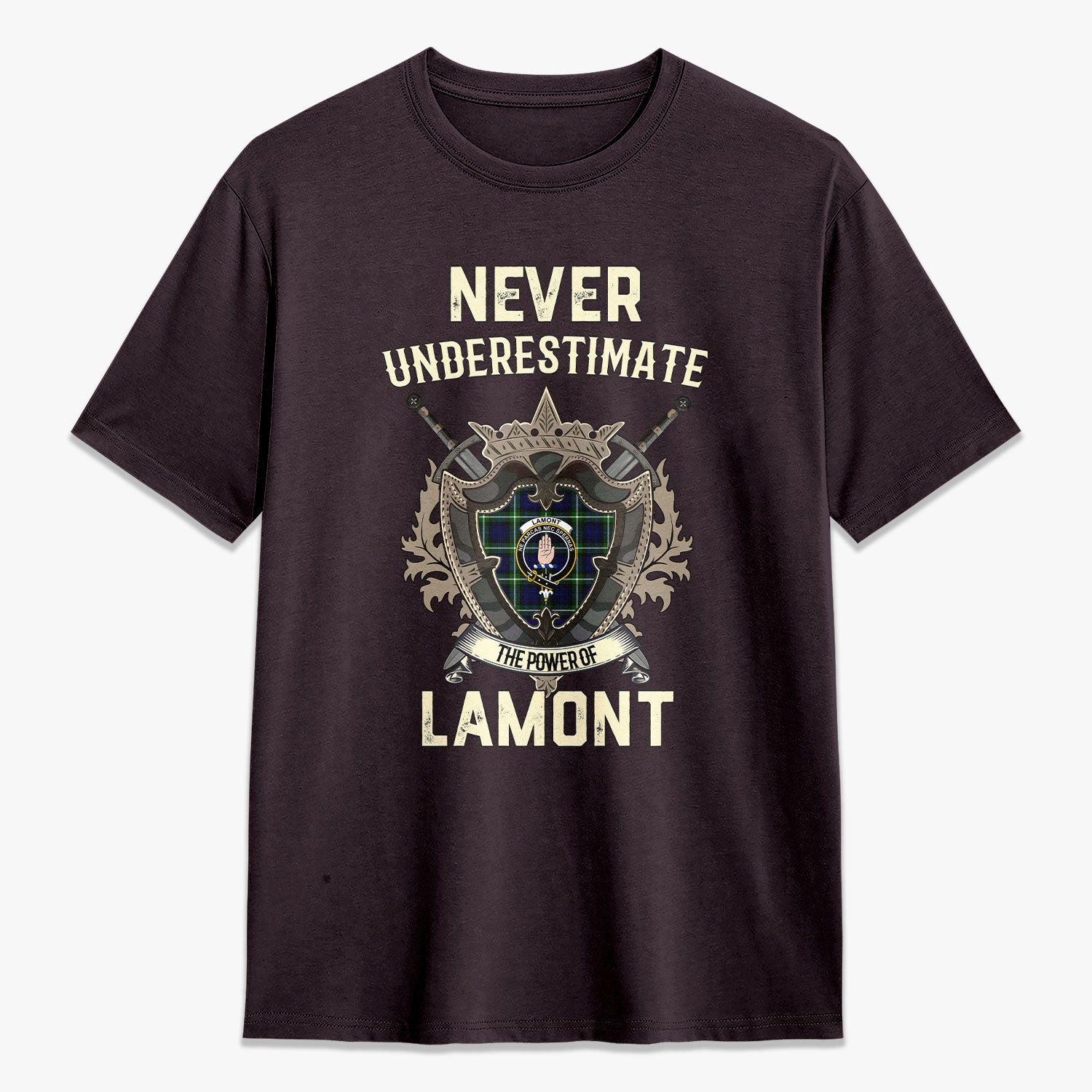 Lamont Modern Tartan Crest 2D T-shirt - Never Underestimate Style