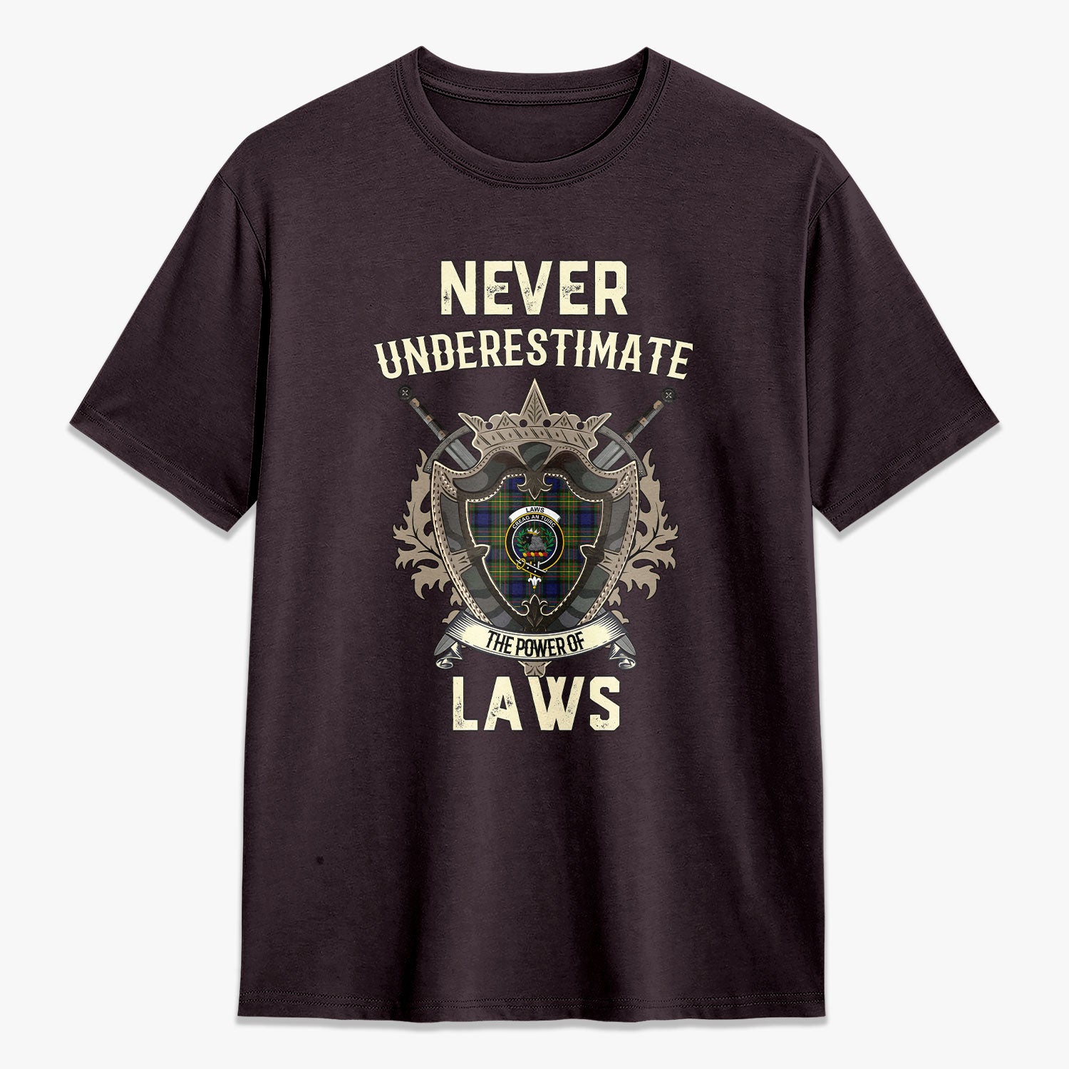 Laws Tartan Crest 2D T-shirt - Never Underestimate Style