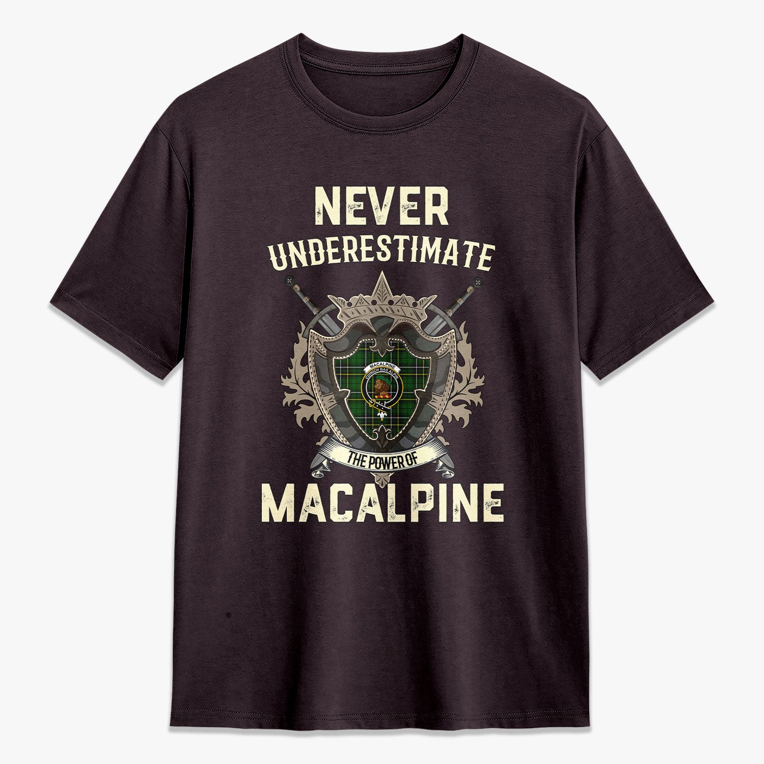 MacAlpine Modern Tartan Crest 2D T-shirt - Never Underestimate Style