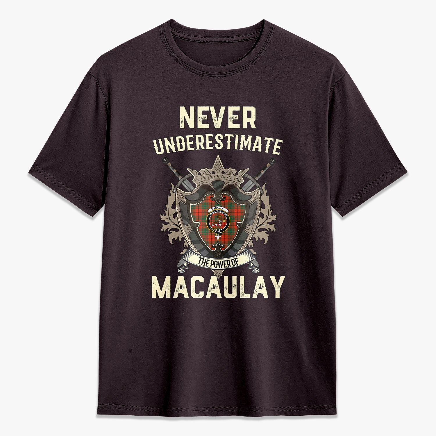 MacAulay Ancient Tartan Crest 2D T-shirt - Never Underestimate Style