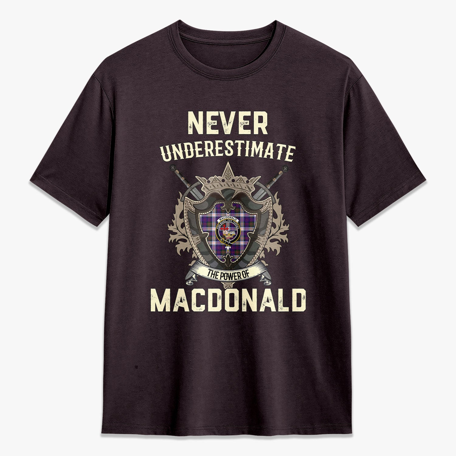 MacDonald Dress Modern Tartan Crest 2D T-shirt - Never Underestimate Style