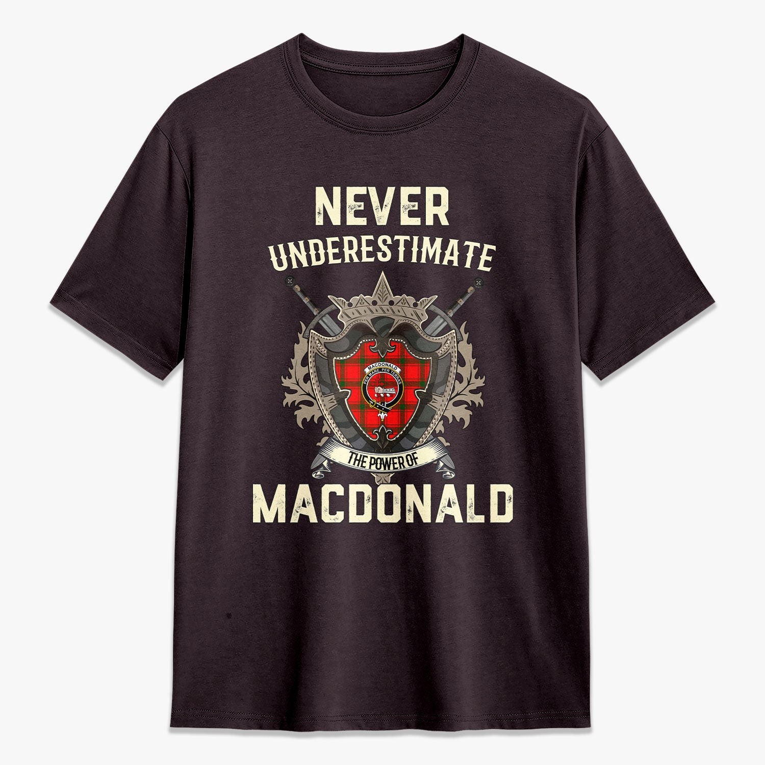 MacDonald of Sleat Tartan Crest 2D T-shirt - Never Underestimate Style
