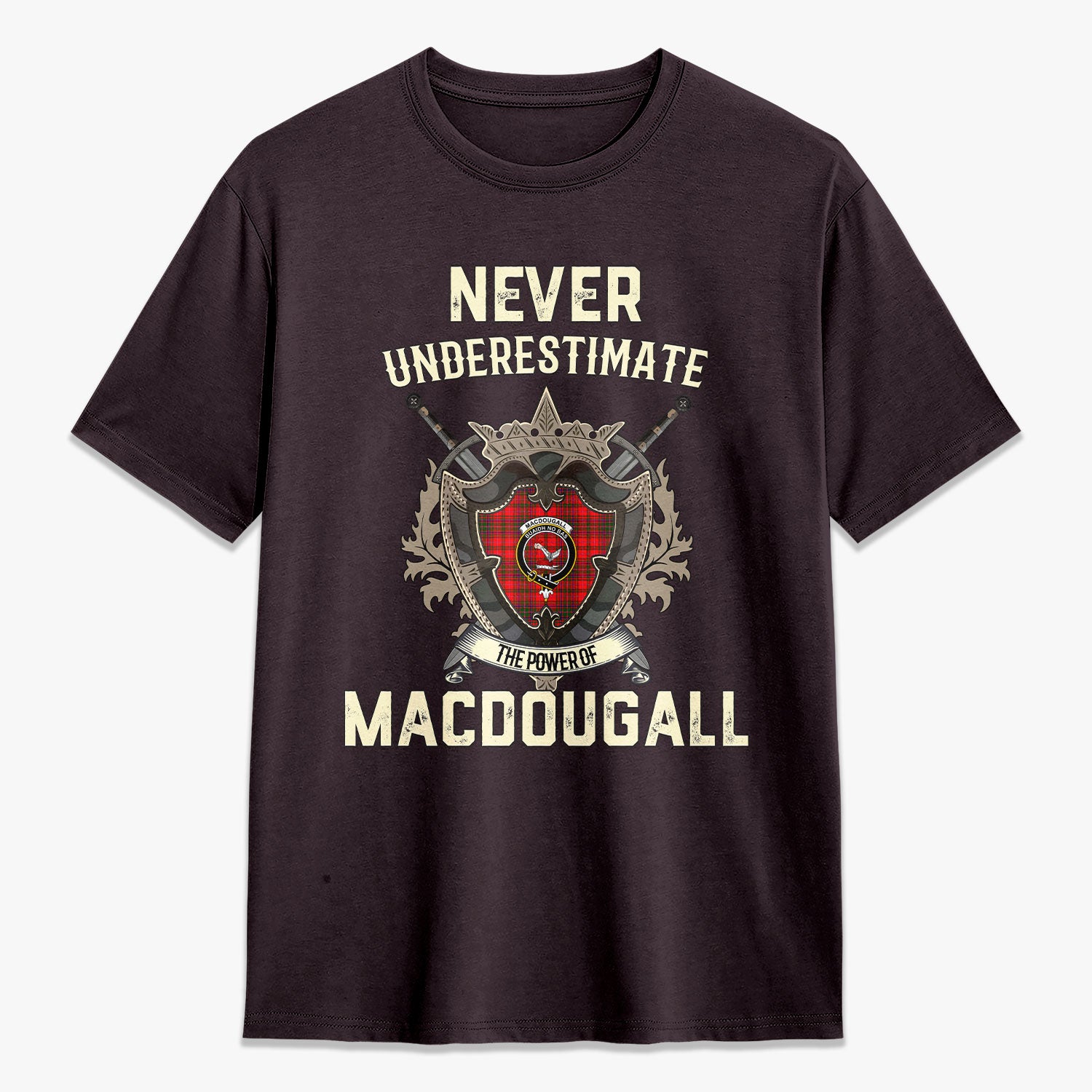 MacDougall Modern Tartan Crest 2D T-shirt - Never Underestimate Style