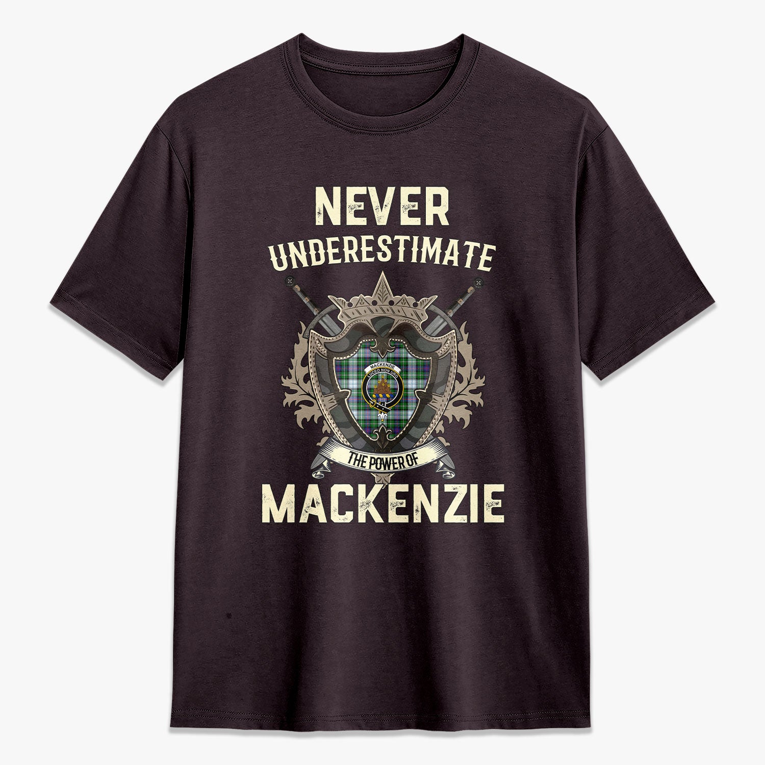 MacKenzie Dress Modern Tartan Crest 2D T-shirt - Never Underestimate Style