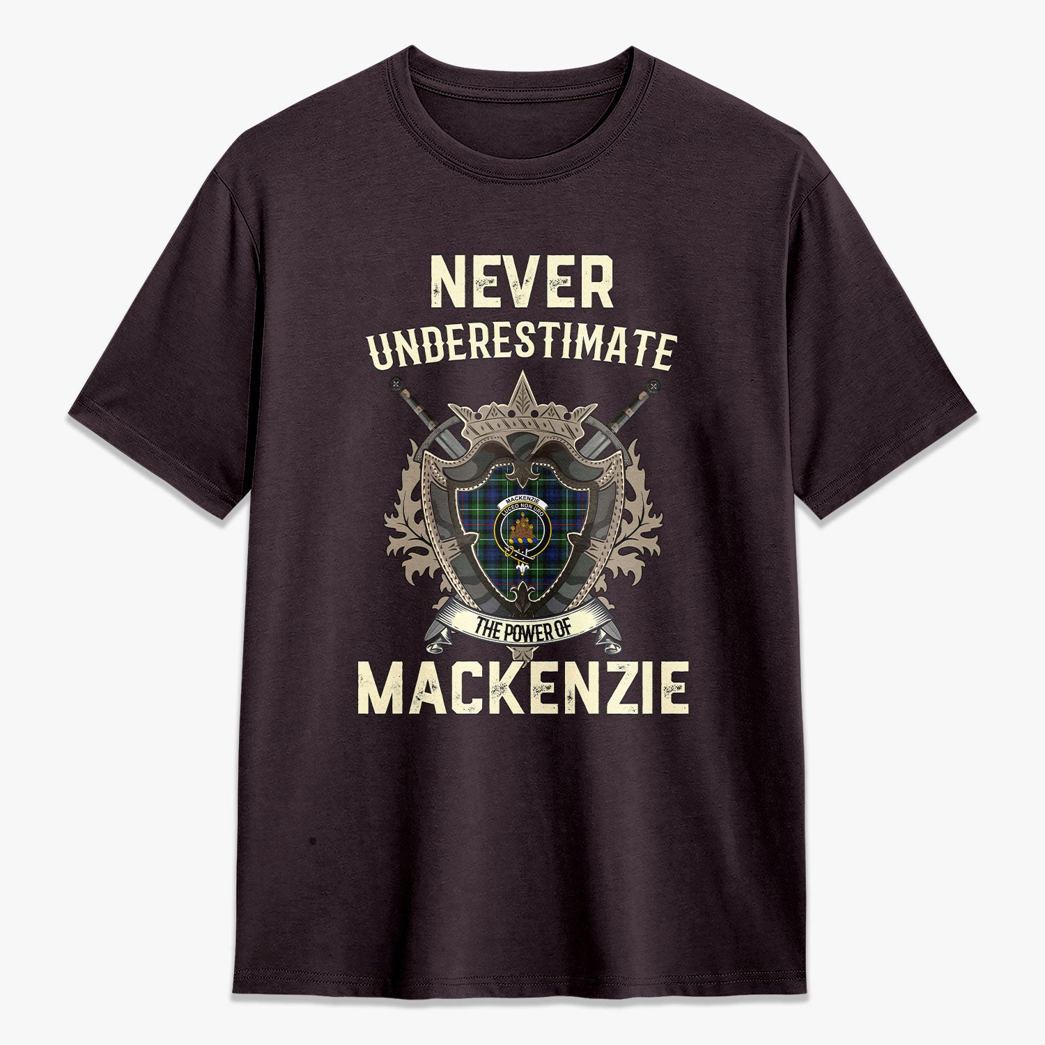 MacKenzie Modern Tartan Crest 2D T-shirt - Never Underestimate Style