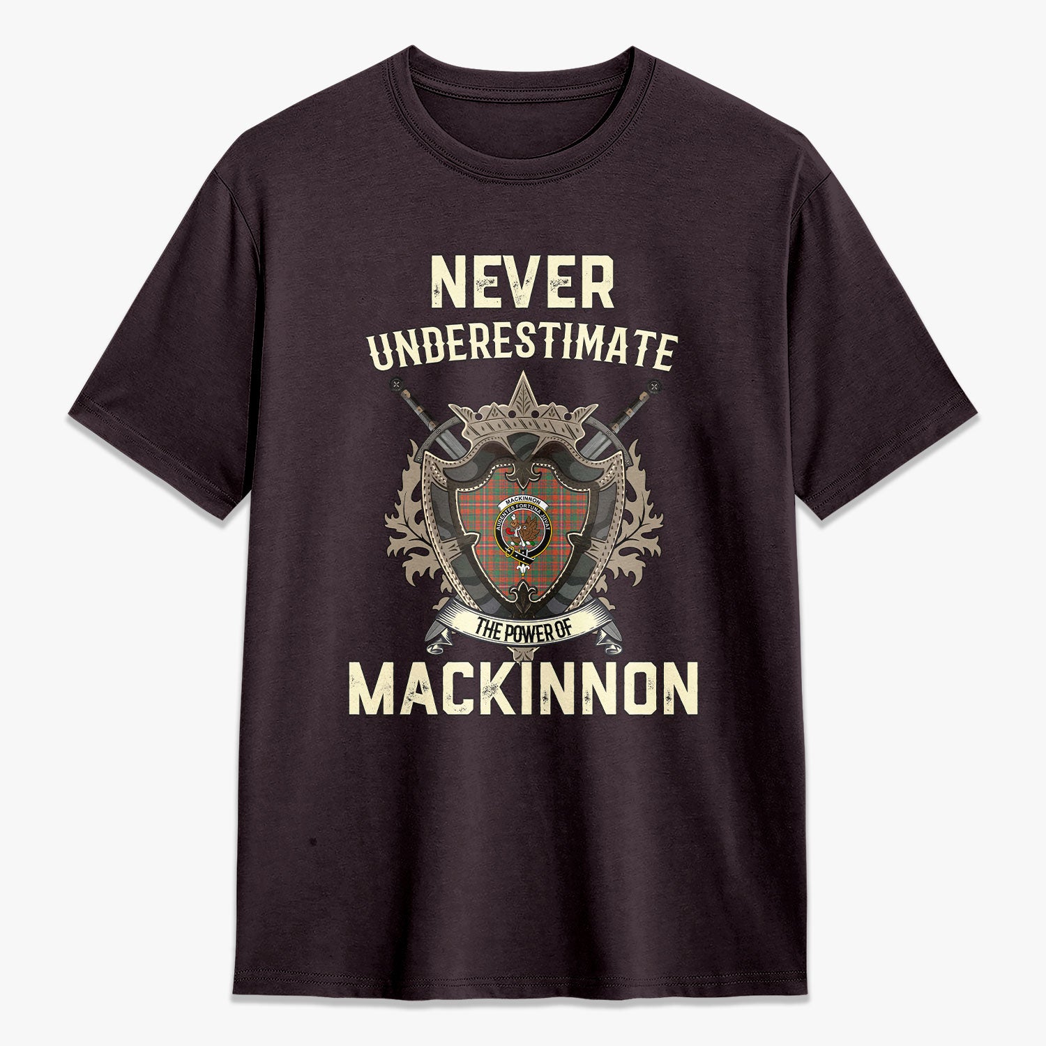 MacKinnon Ancient Tartan Crest 2D T-shirt - Never Underestimate Style