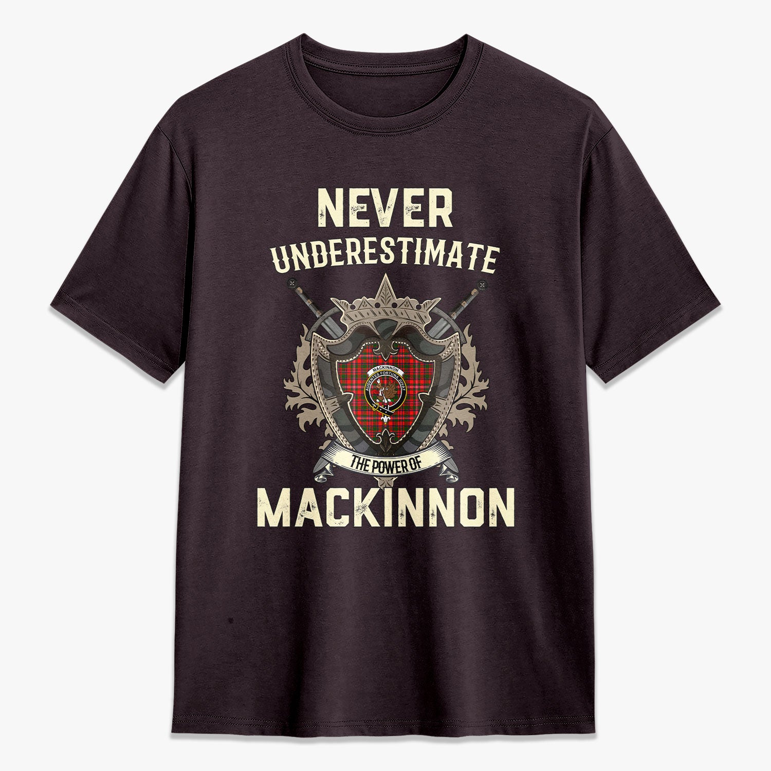 MacKinnon Modern Tartan Crest 2D T-shirt - Never Underestimate Style