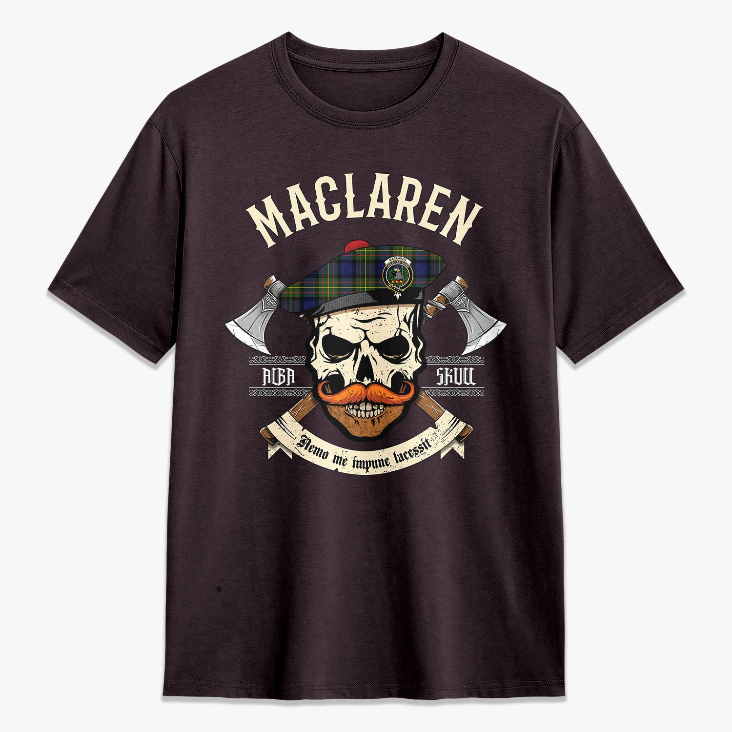 MacLaren Modern Tartan Crest 2D T-shirt - Alba Skull Style
