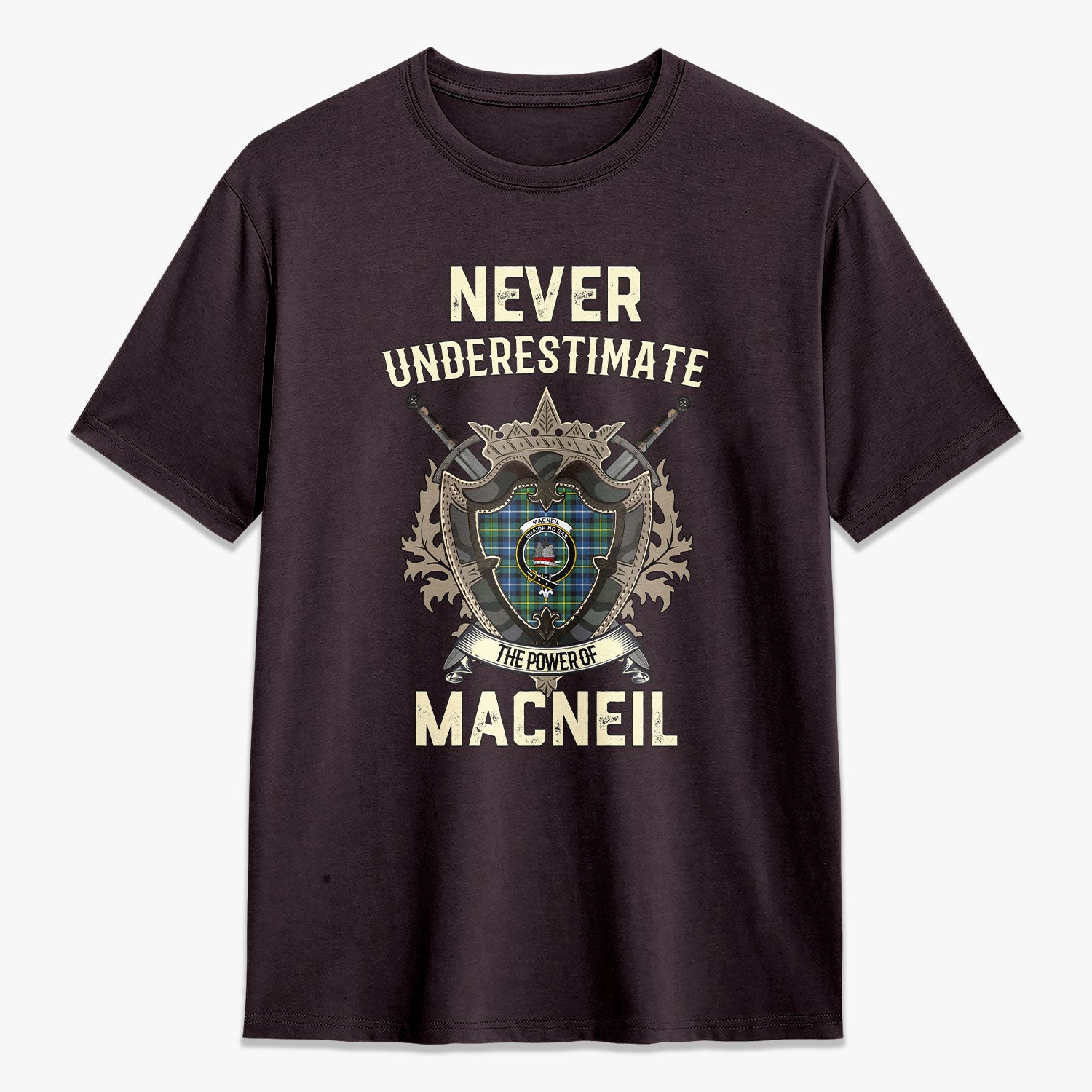 MacNeil of Barra Ancient Tartan Crest 2D T-shirt - Never Underestimate Style