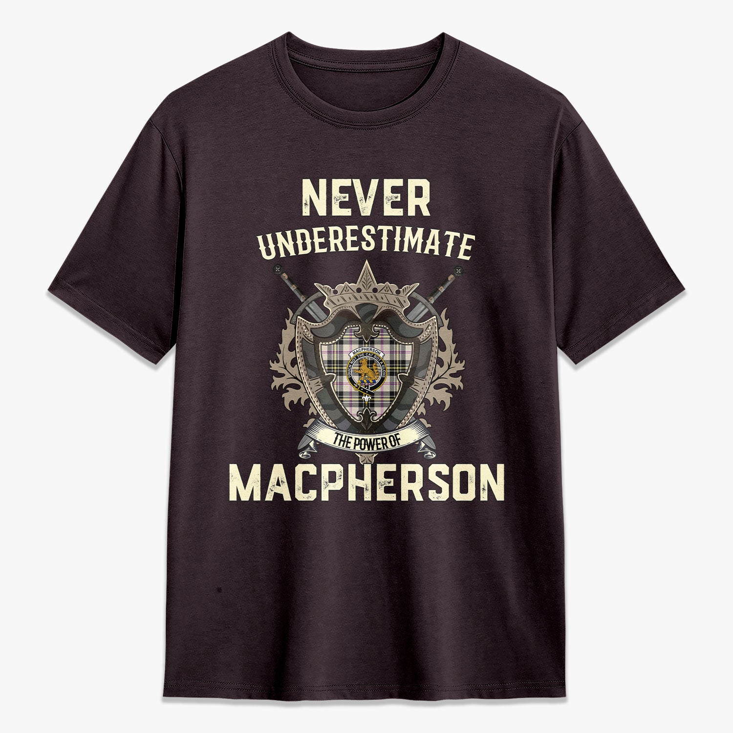MacPherson Dress Ancient Tartan Crest 2D T-shirt - Never Underestimate Style