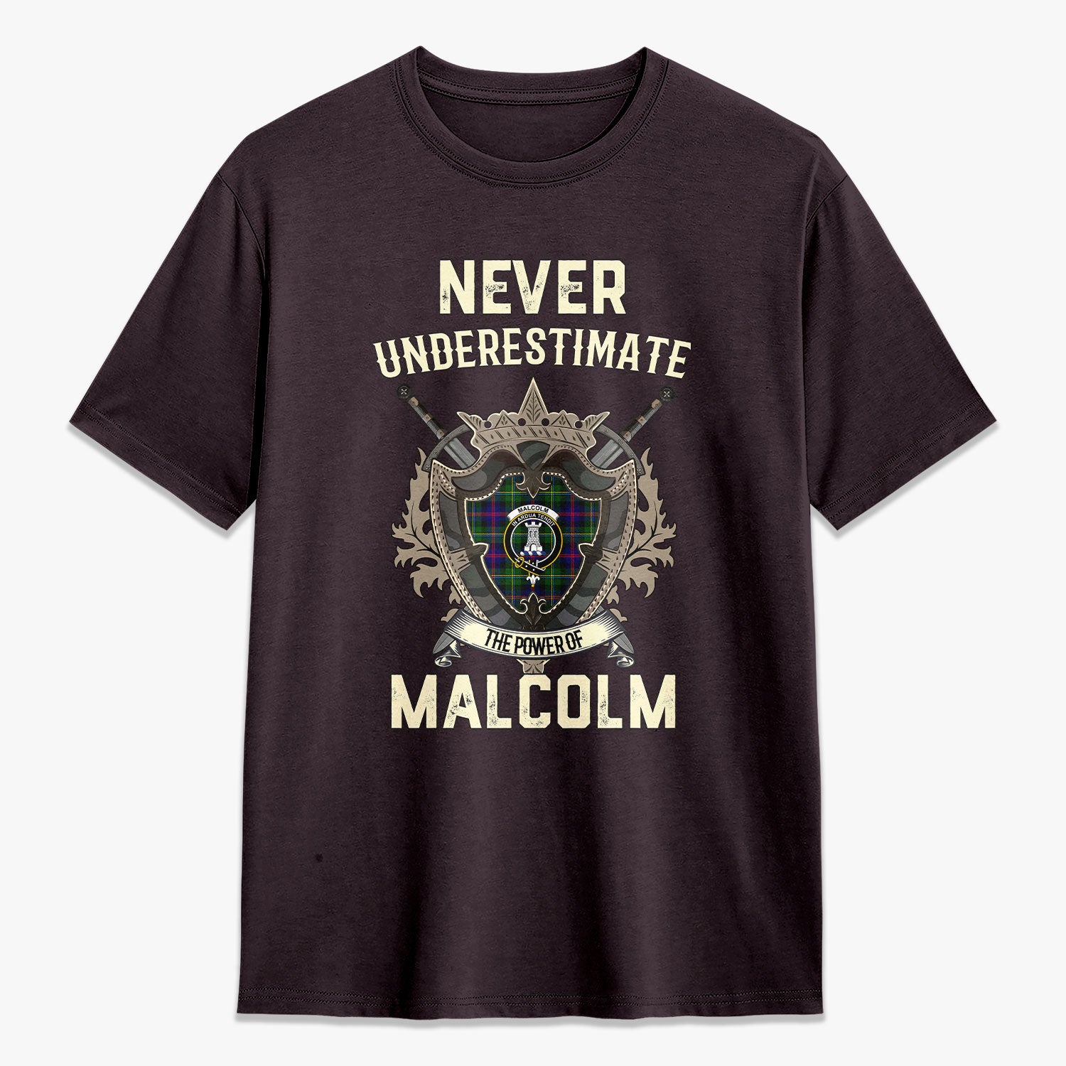 Malcolm (or MacCallum) Tartan Crest 2D T-shirt - Never Underestimate Style