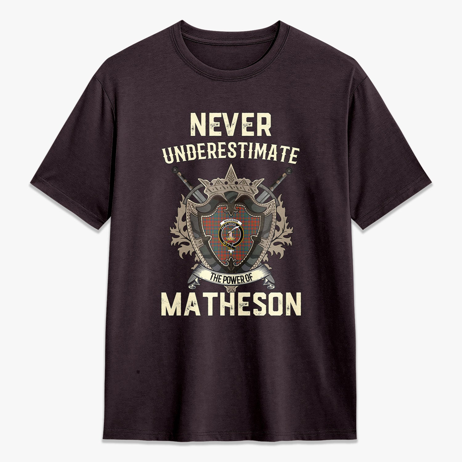 Matheson Ancient Tartan Crest 2D T-shirt - Never Underestimate Style