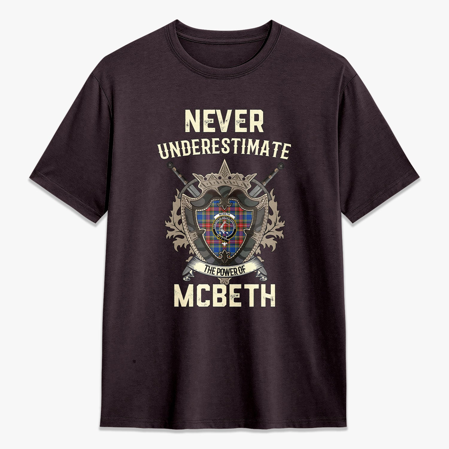 McBeth Modern Tartan Crest 2D T-shirt - Never Underestimate Style