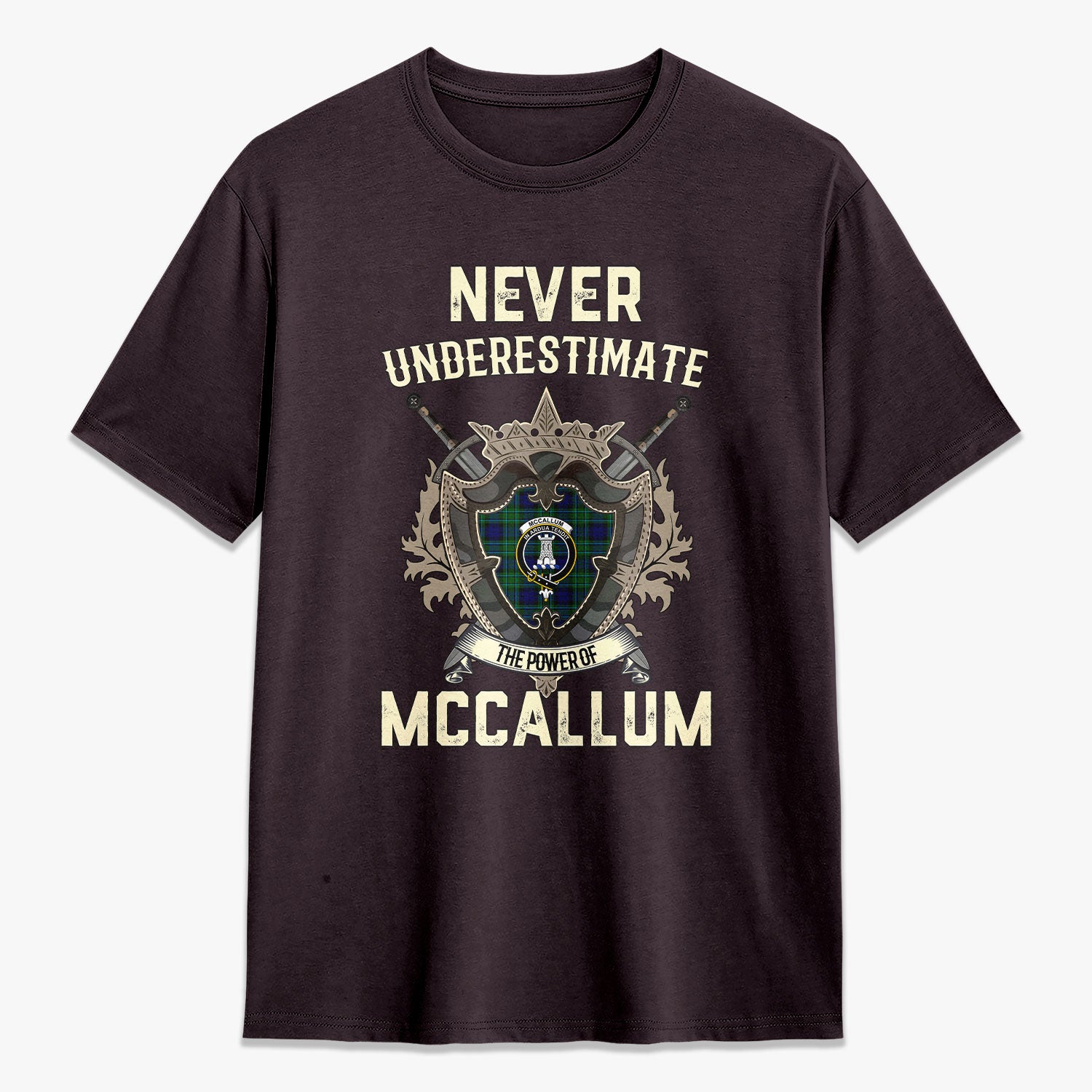 McCallum Modern Tartan Crest 2D T-shirt - Never Underestimate Style