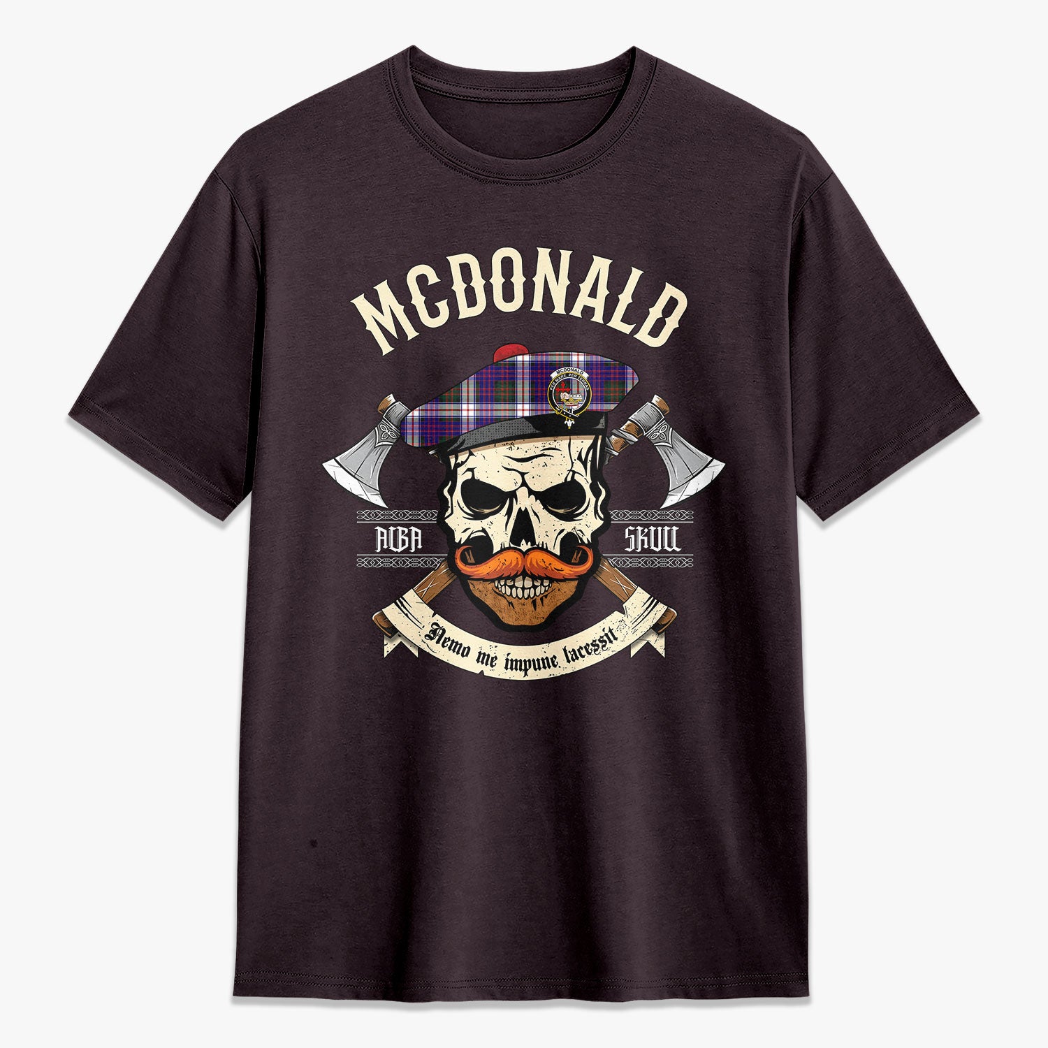 McDonald Dress Modern Tartan Crest 2D T-shirt - Alba Skull Style