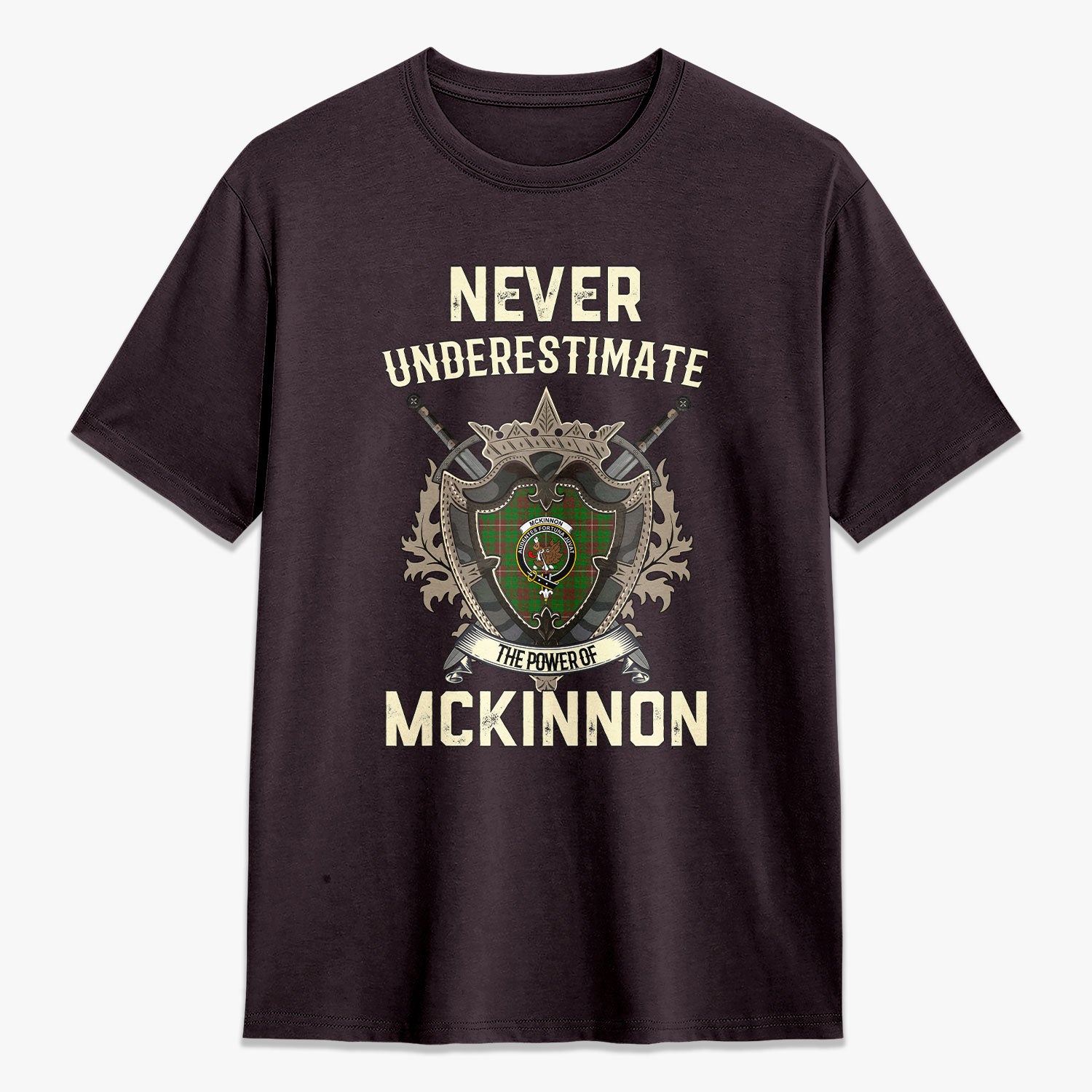 McKinnon Hunting Modern Tartan Crest 2D T-shirt - Never Underestimate Style