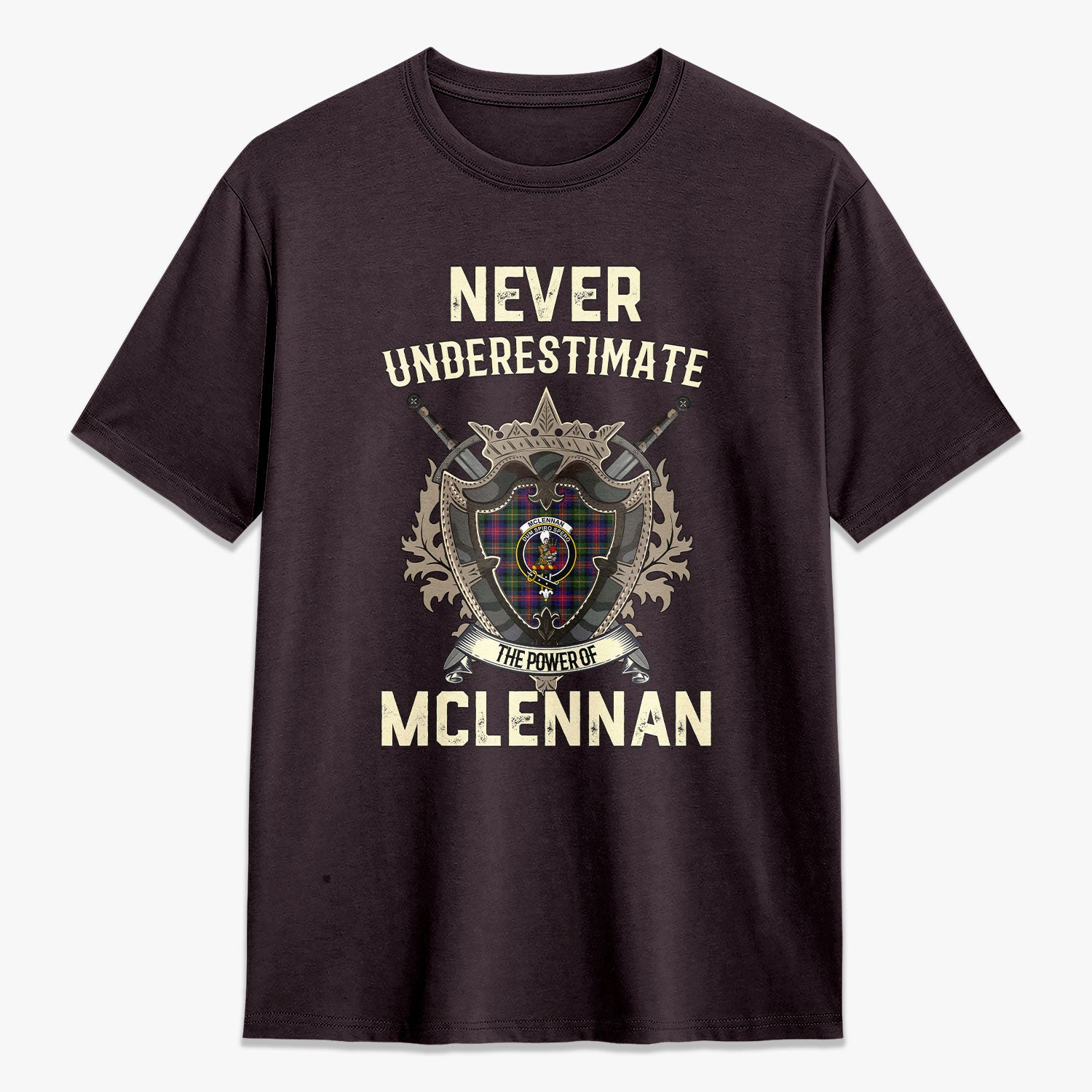 McLennan Modern Tartan Crest 2D T-shirt - Never Underestimate Style