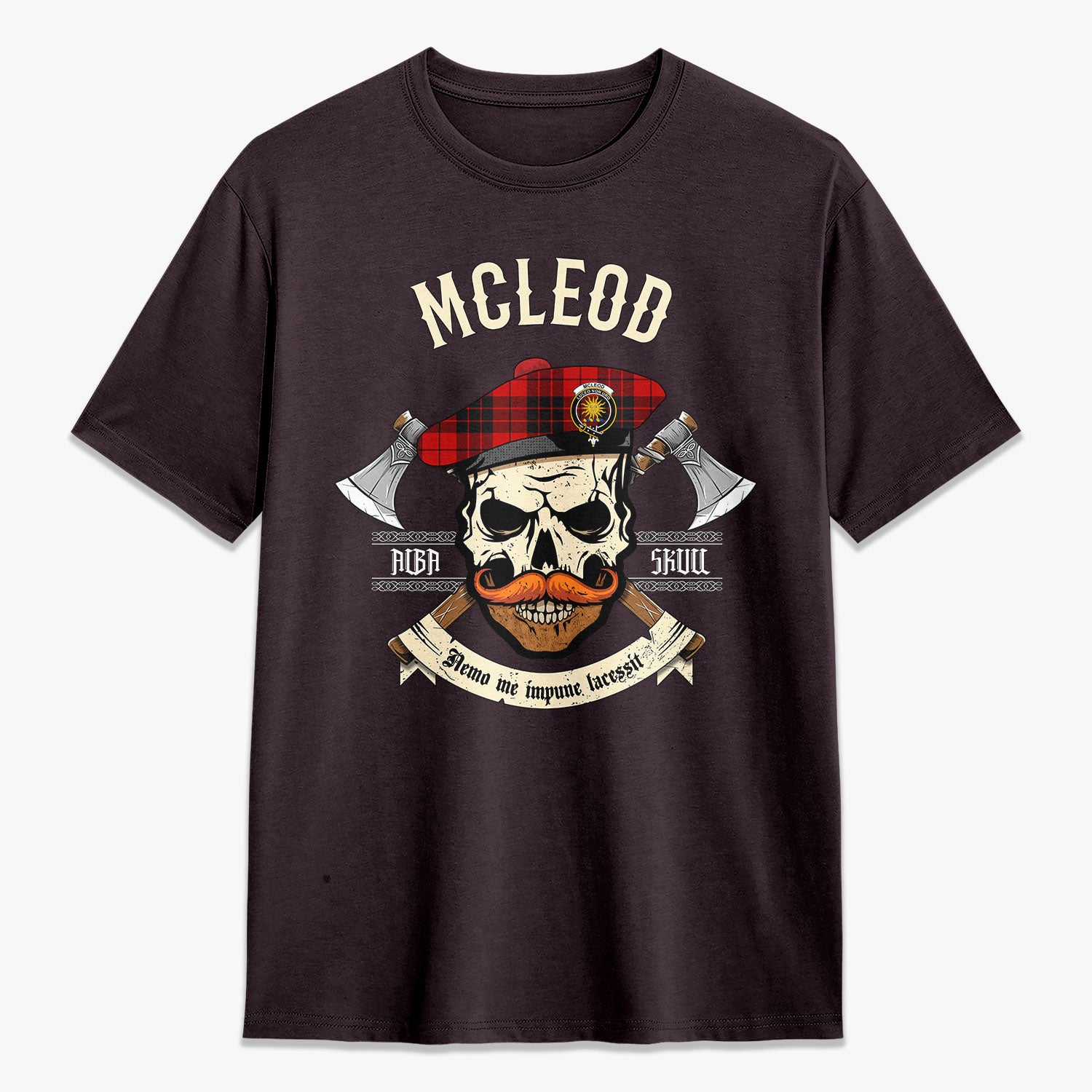 McLeod of Raasay Tartan Crest 2D T-shirt - Alba Skull Style