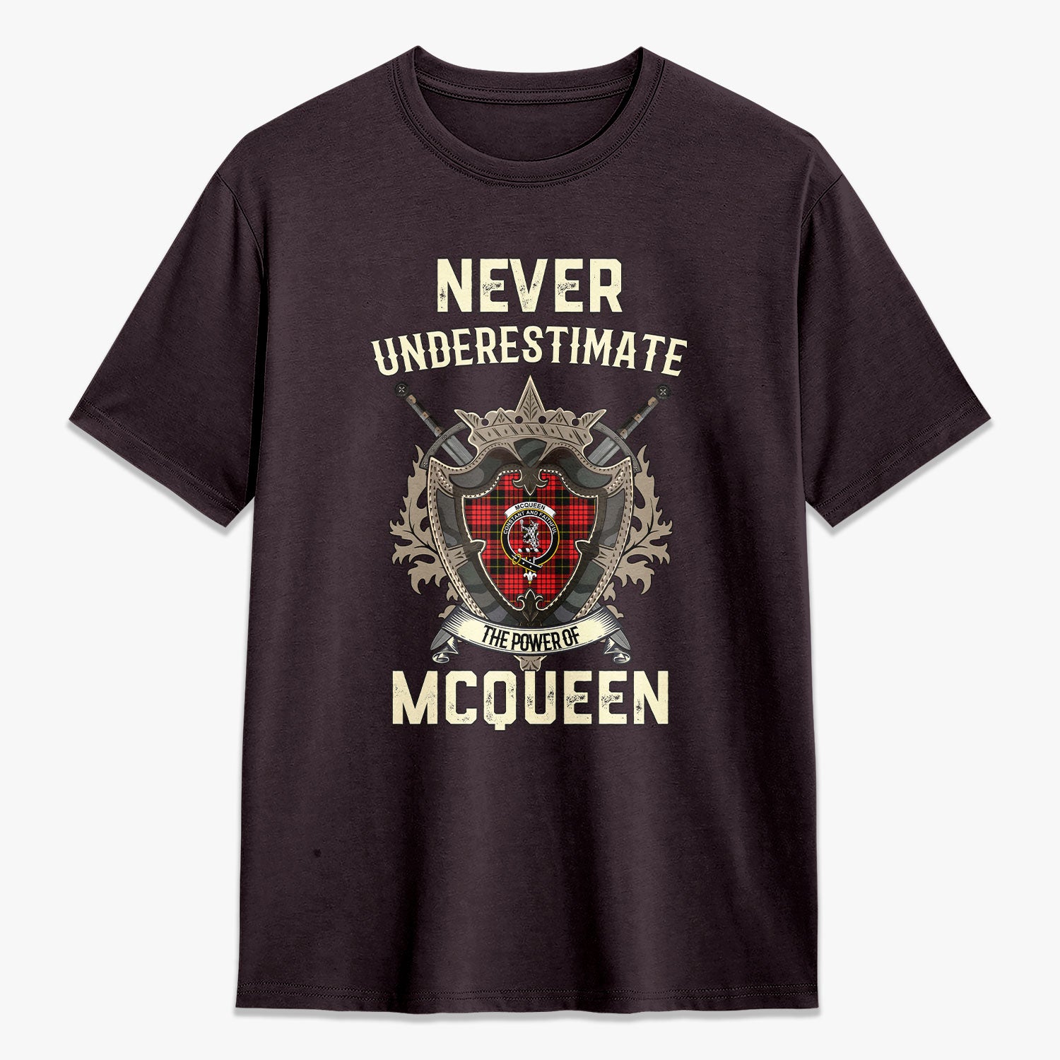 McQueen Modern Tartan Crest 2D T-shirt - Never Underestimate Style