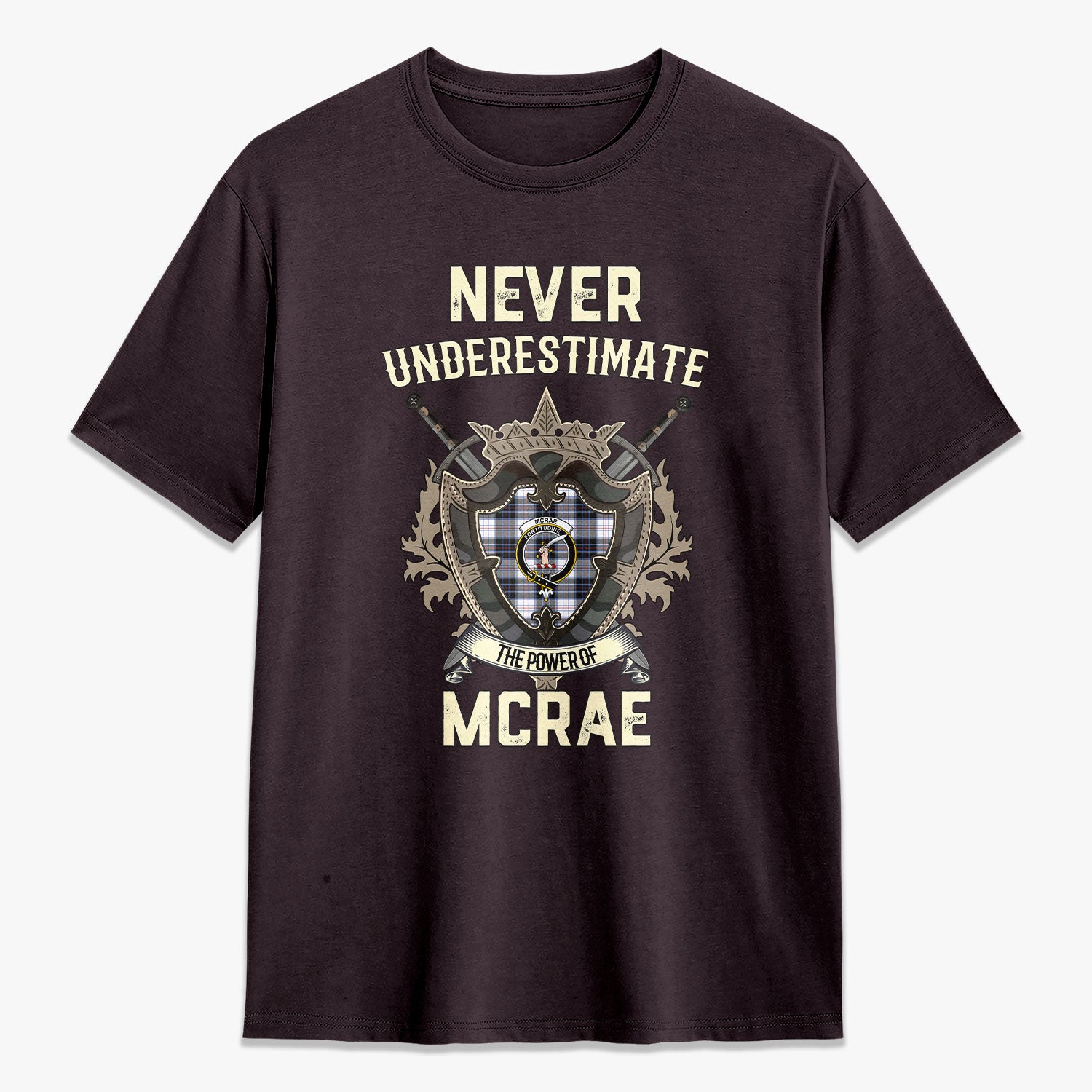 McRae Dress Modern Tartan Crest 2D T-shirt - Never Underestimate Style