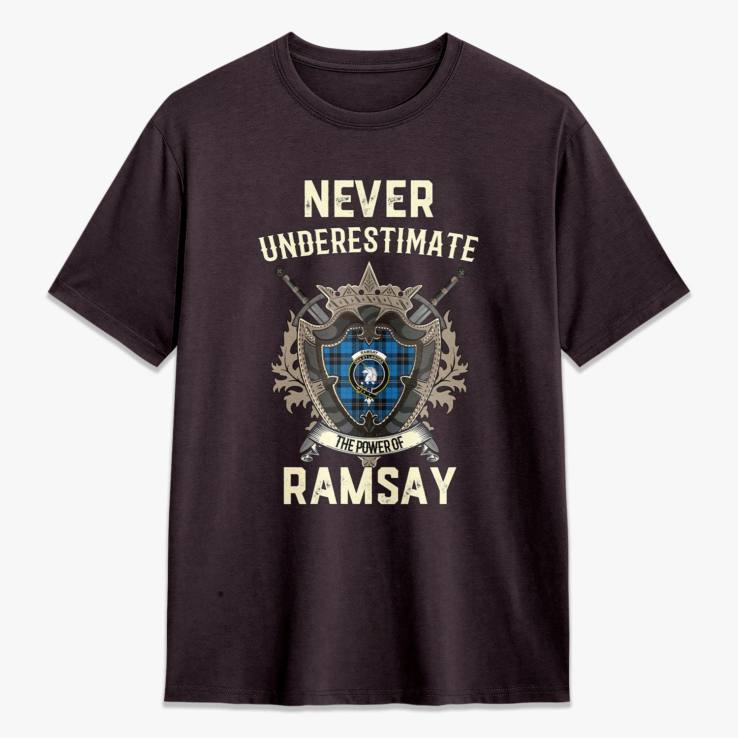 Ramsay Blue Ancient Tartan Crest 2D T-shirt - Never Underestimate Style
