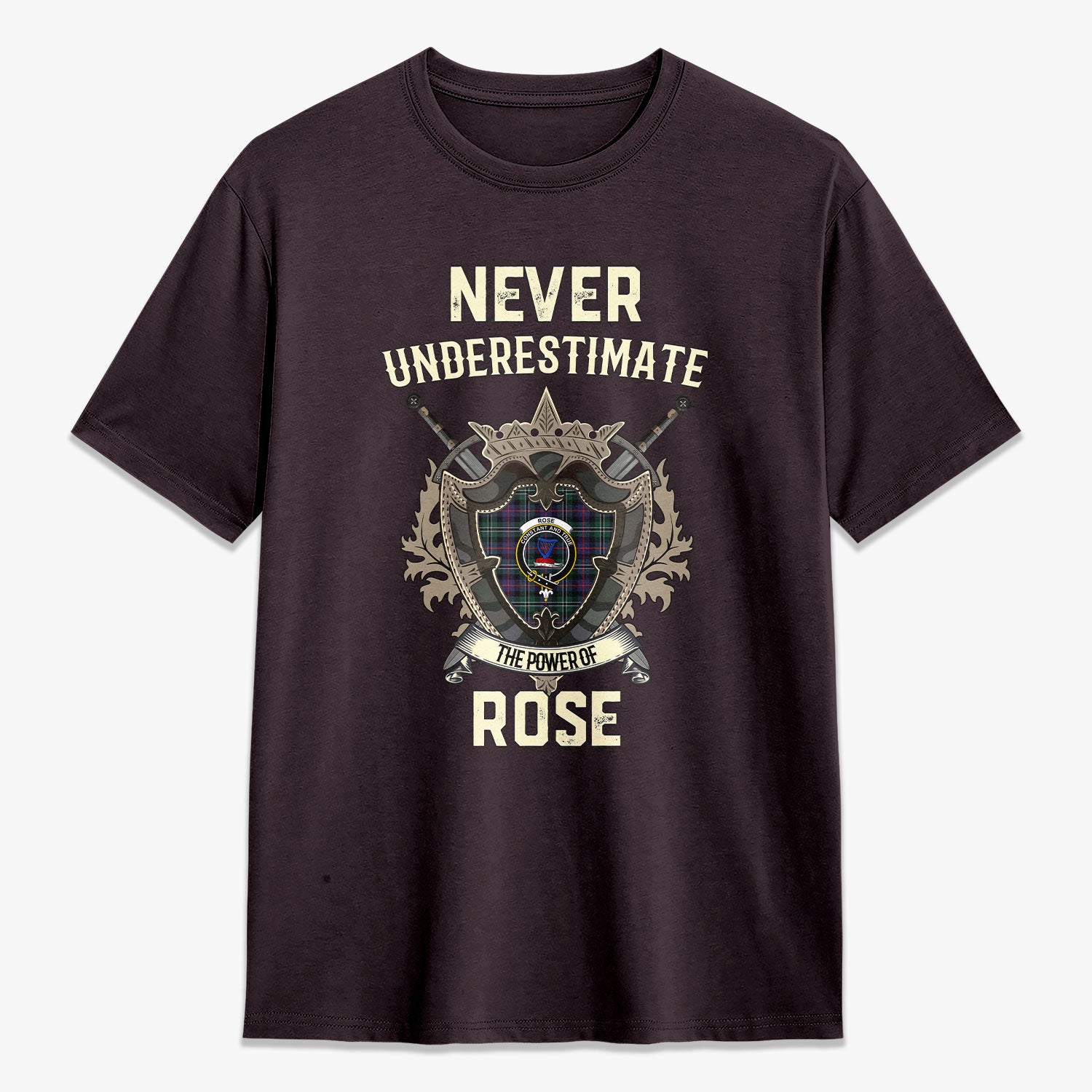 Rose Hunting Modern Tartan Crest 2D T-shirt - Never Underestimate Style
