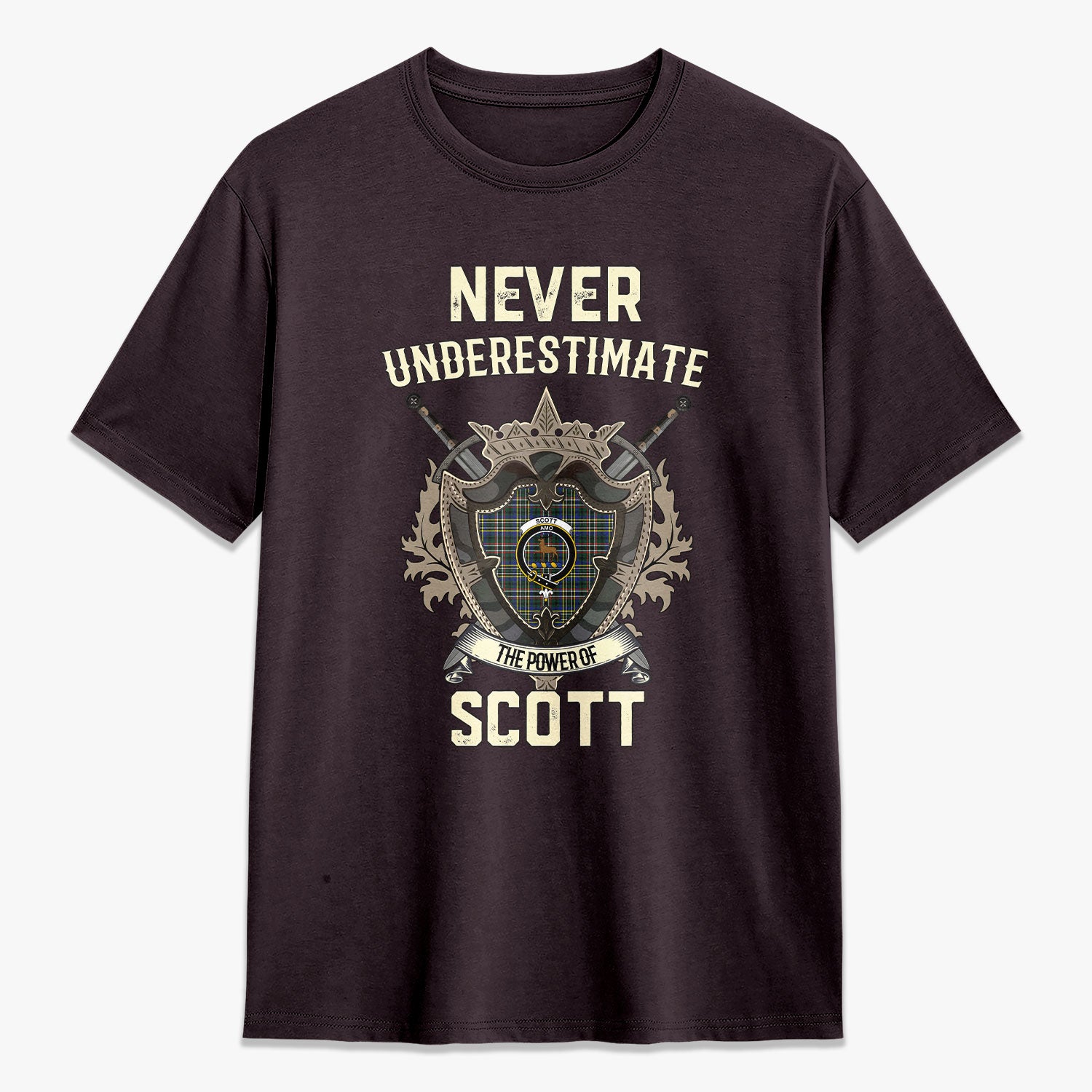 Scott Green Modern Tartan Crest 2D T-shirt - Never Underestimate Style