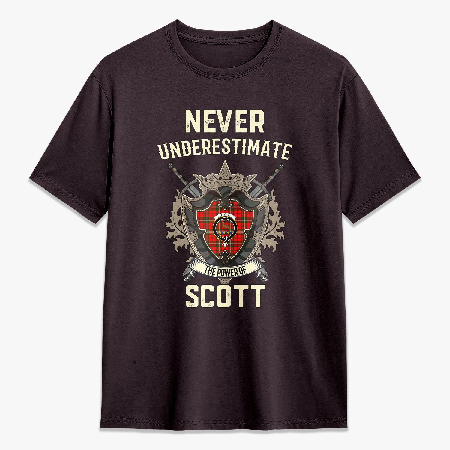 Scott Modern Tartan Crest 2D T-shirt - Never Underestimate Style
